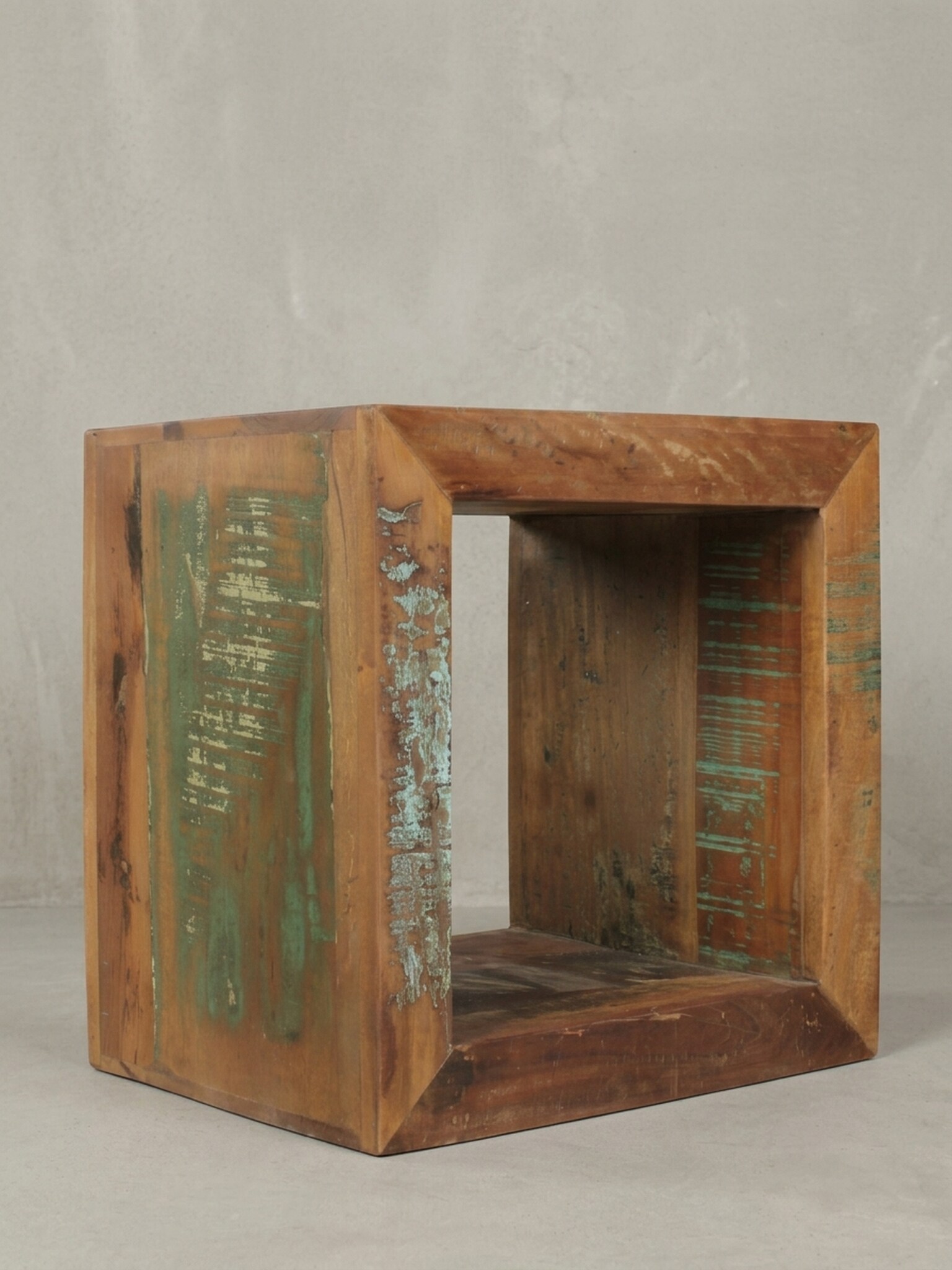 Beistelltisch &ndash; Massivholz Braun 45x45x35 cm mit Ablage - Bild 1