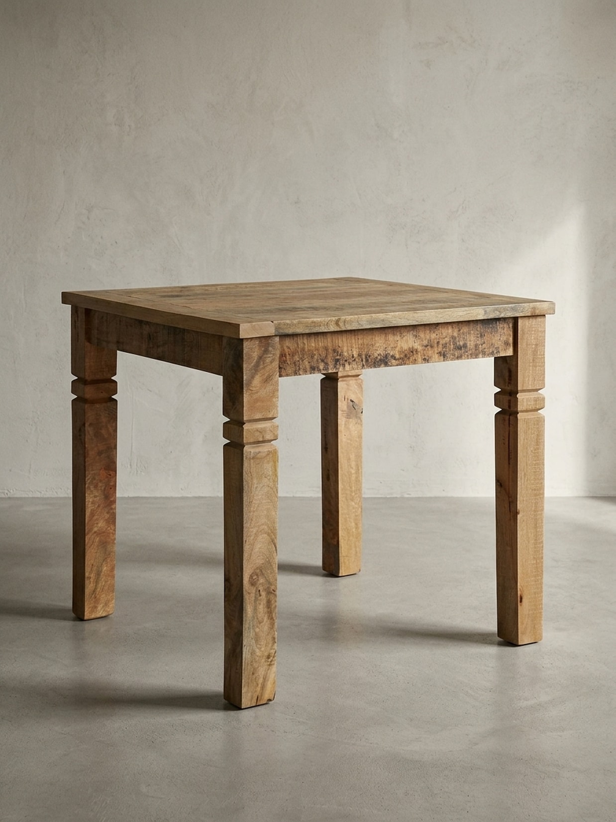 Esstisch Mango Massivholz Quadratisch Landhausstil WL5.077, Hellbraun 80x80x76 cm