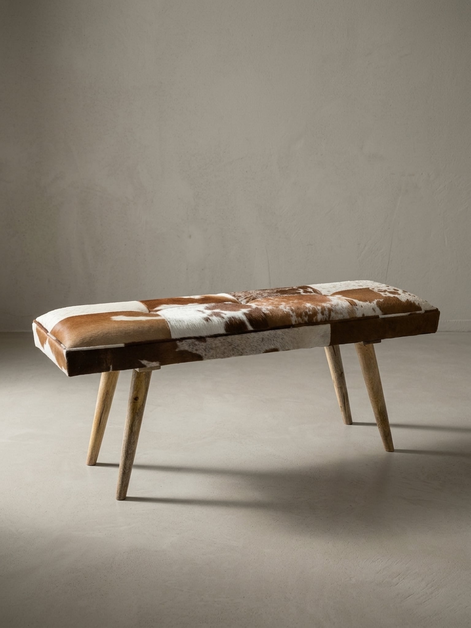 Sitzbank &ndash; Fell/Massivholz, 120x40x52 cm, Braun, ohne Lehne - Bild 1