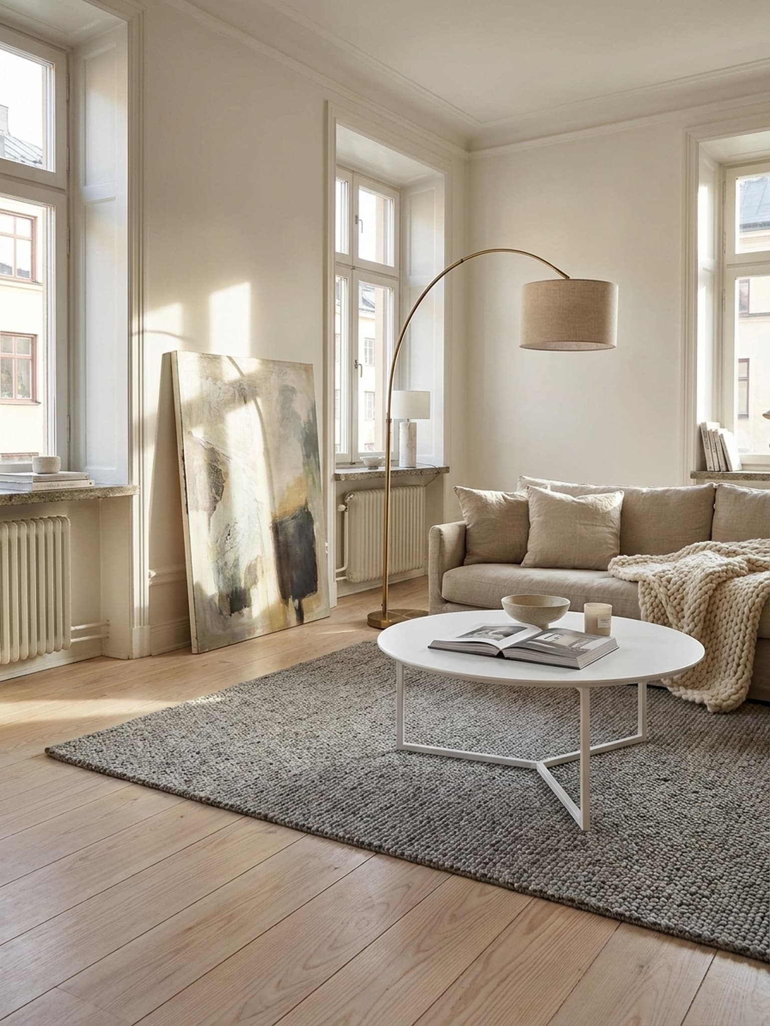 Couchtisch Wei&szlig; Matt MDF Holz Metallgestell &Oslash; 80 cm Modern Rund - Bild 1
