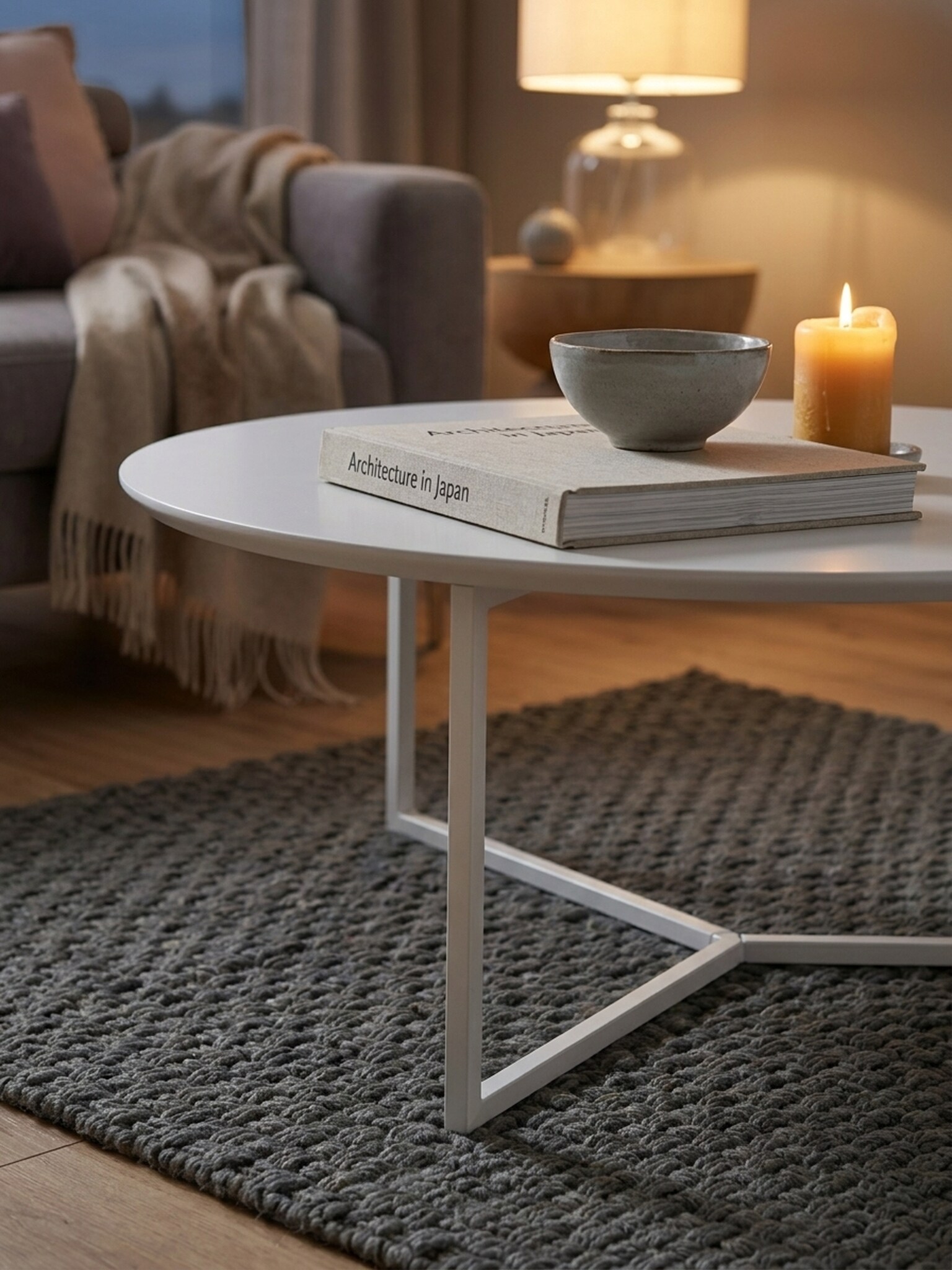 Couchtisch Weiß Matt MDF Holz Metallgestell Ø 80 cm Modern Rund online kaufen bei Netto