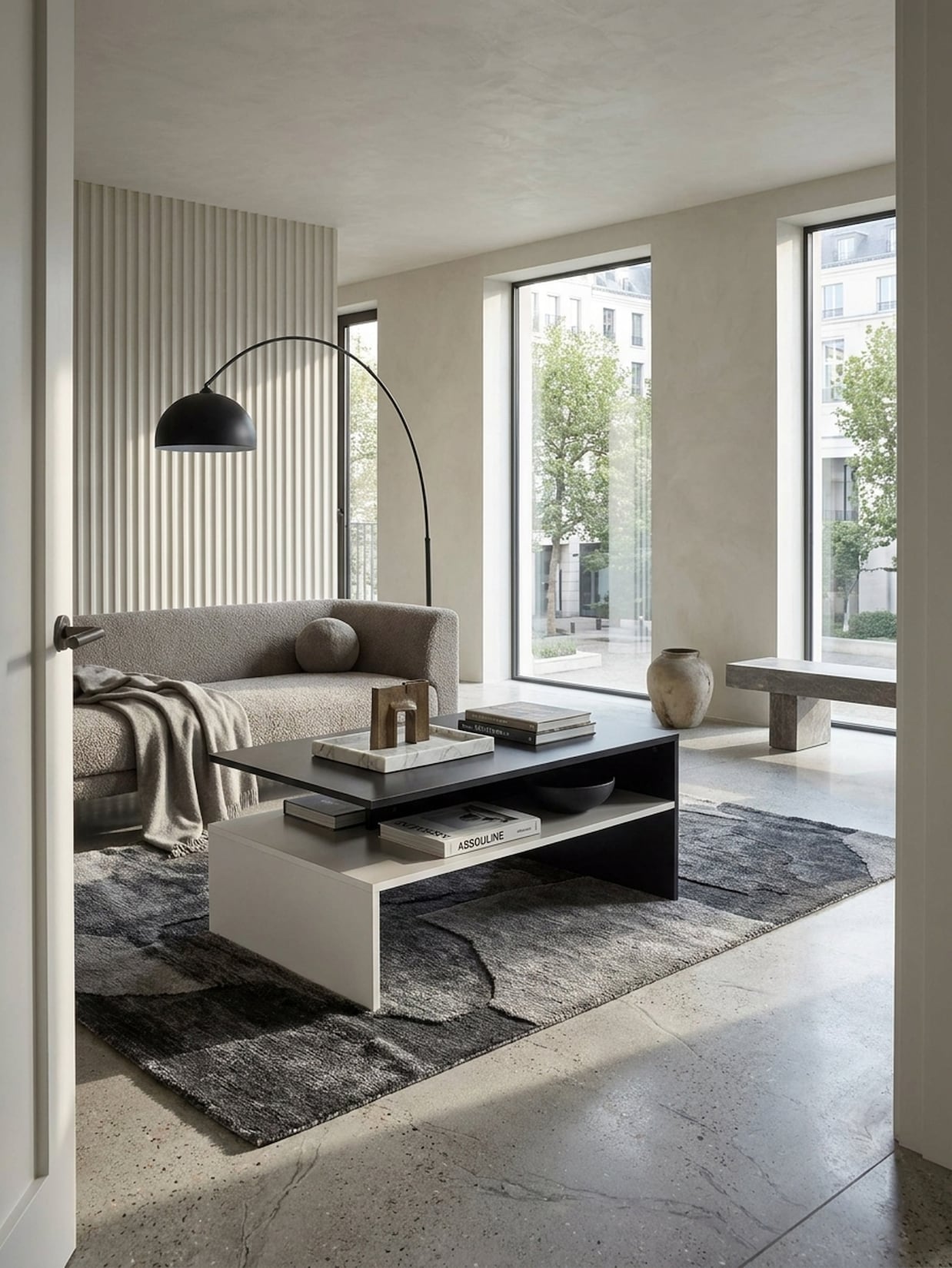 Couchtisch Schwarz/Weiß Holz mit Ablage 90x43x60cm, Modern Eckig Groß Hoch