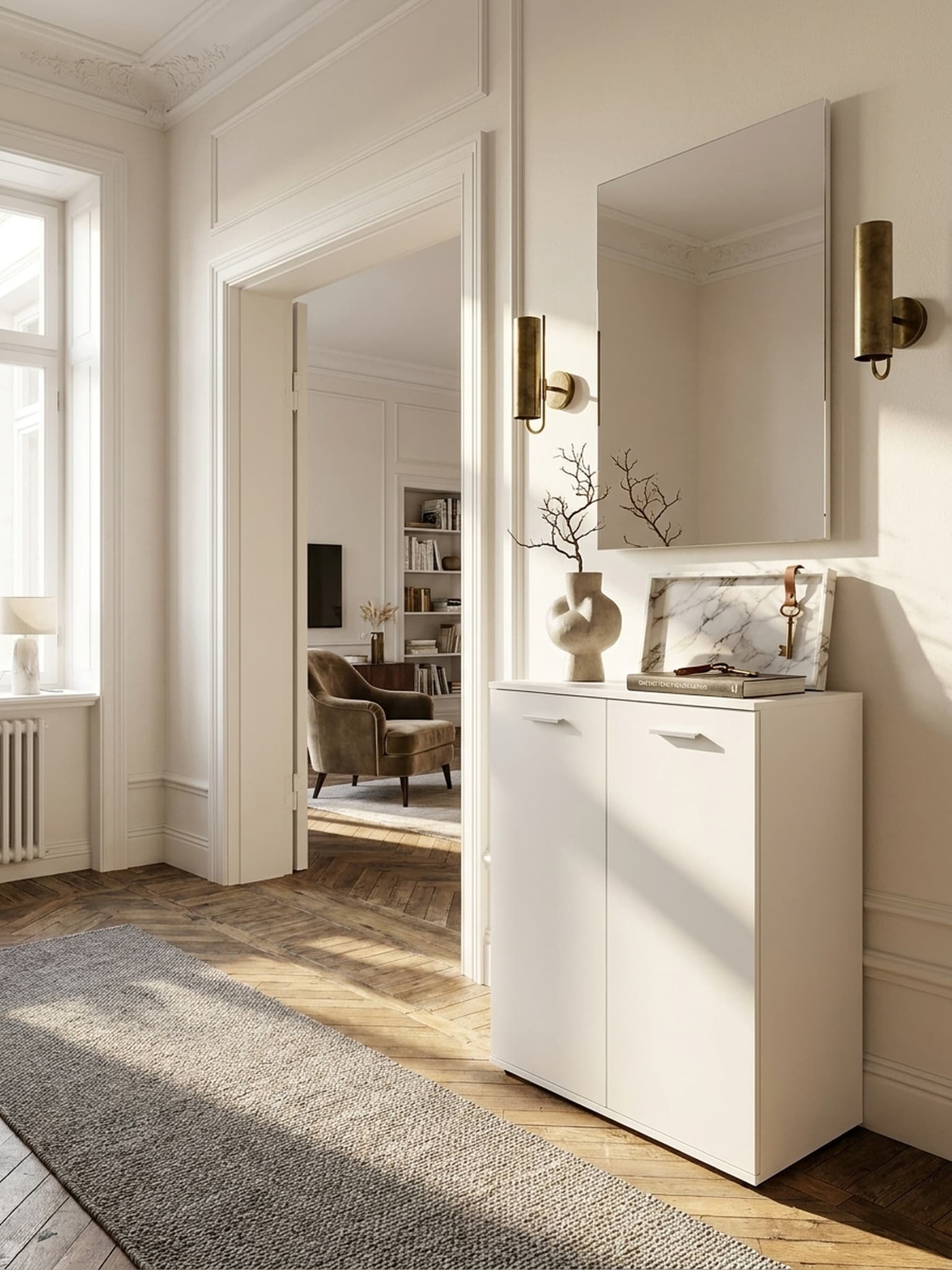 Kommode &ndash; Wei&szlig;, 71x104x35&nbsp;cm, 2 T&uuml;ren, matt, f&uuml;r Flur - Bild 1