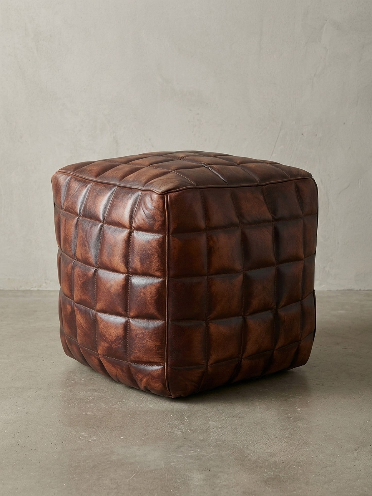 Sitzw&uuml;rfel &ndash; Echtleder Braun, 39x41x39 cm, orientalisches Design - Bild 1
