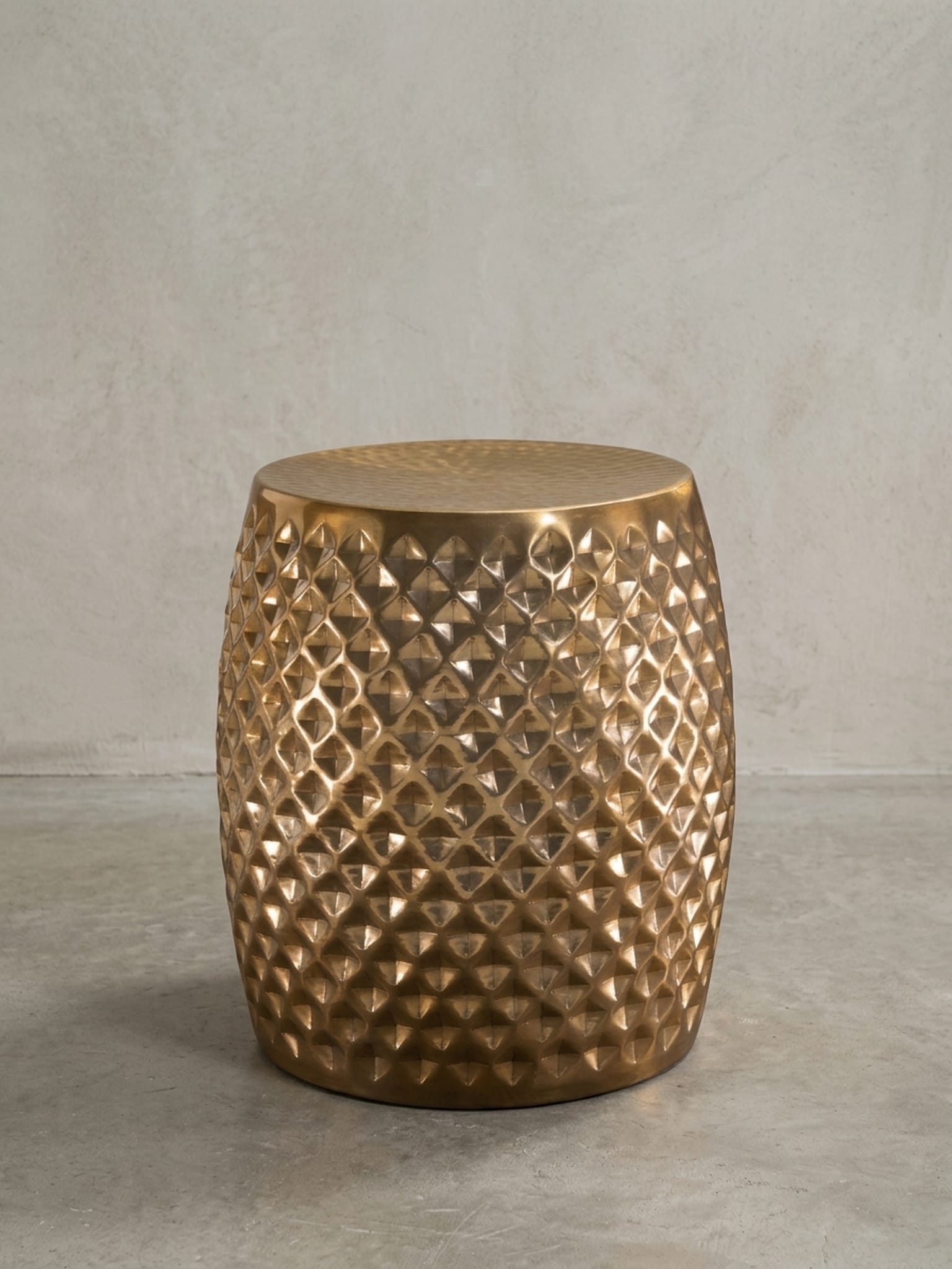 Beistelltisch &ndash; Rund Aluminium Gold Hammerschlag 32x42x32 cm orientalisch - Bild 1