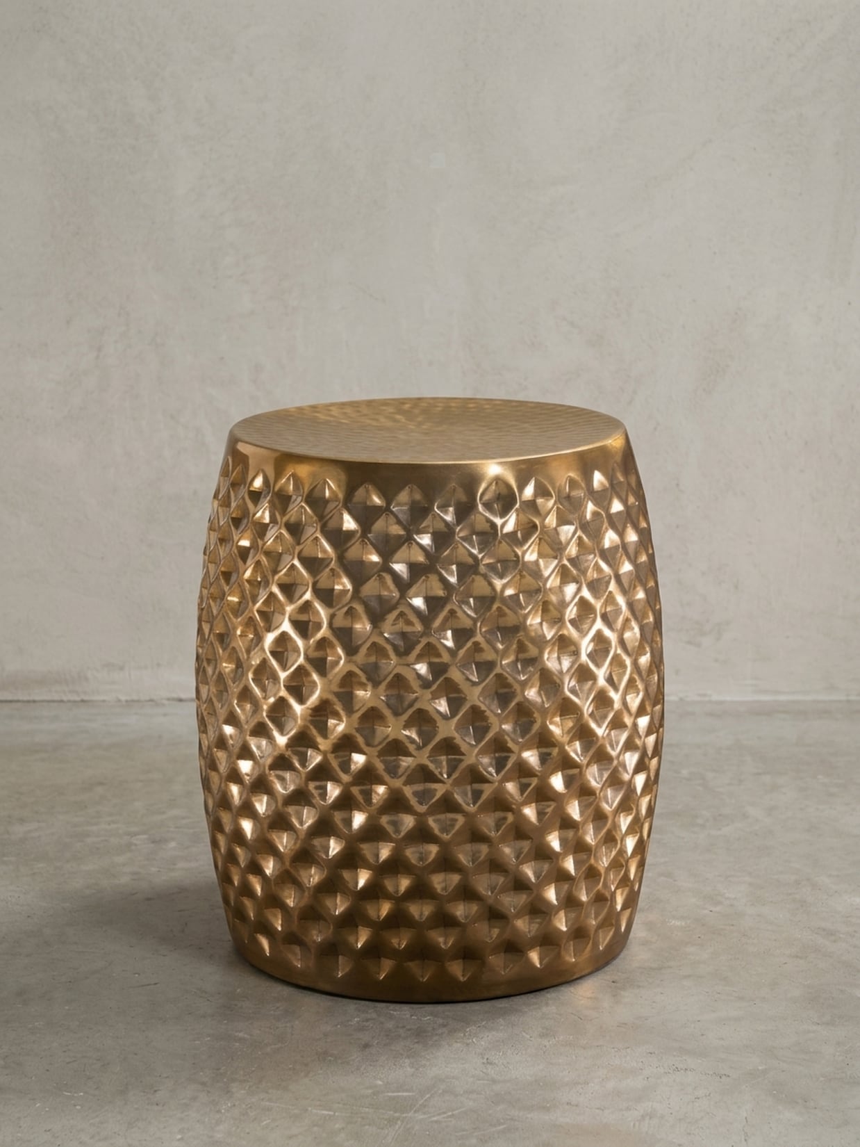 Beistelltisch – Rund Aluminium Gold Hammerschlag 32x42x32 cm orientalisch