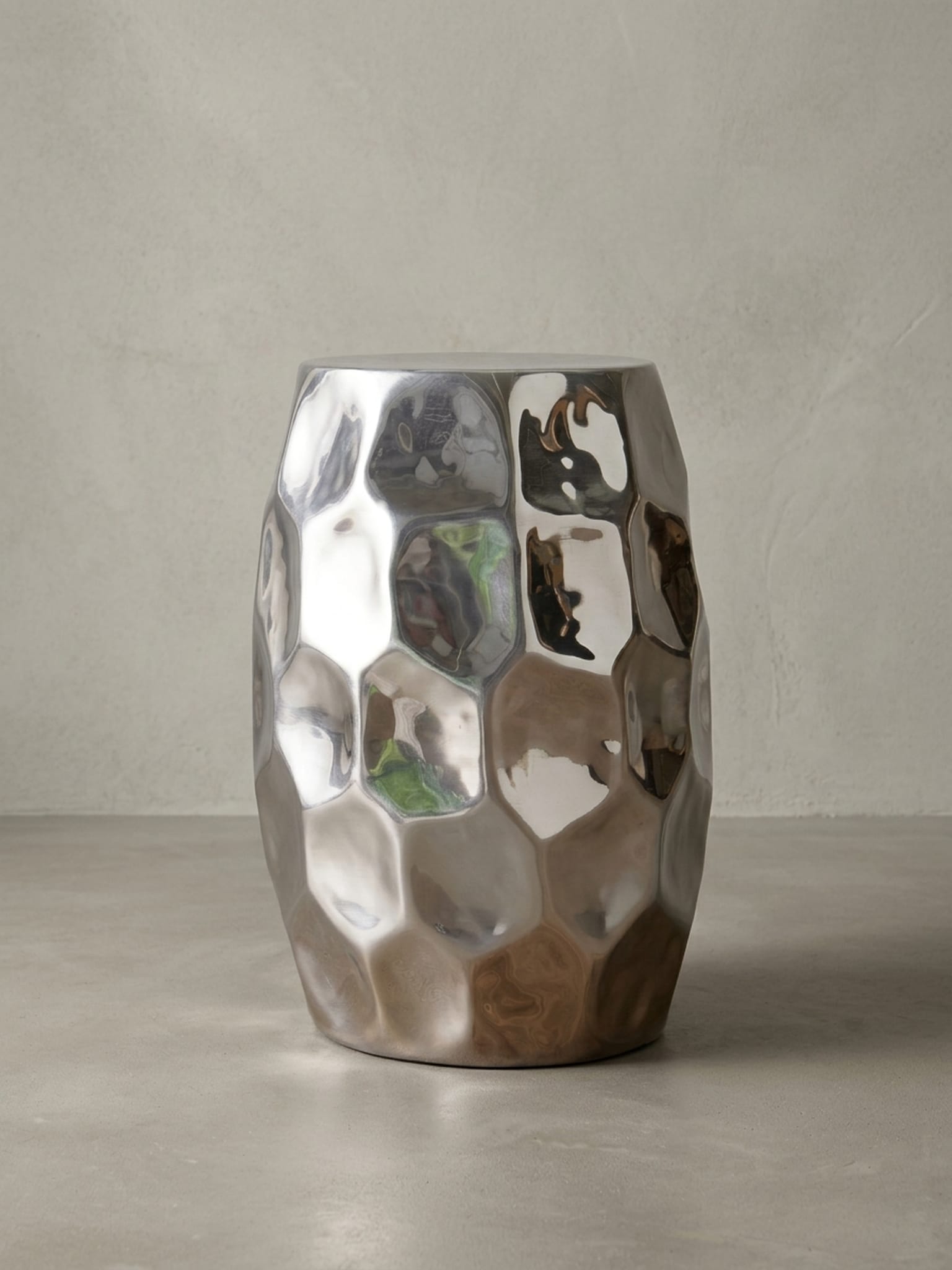 Beistelltisch Aluminium Orientalisch Rund Hammerschlag, Silbern 30x30x47 cm - Bild 1