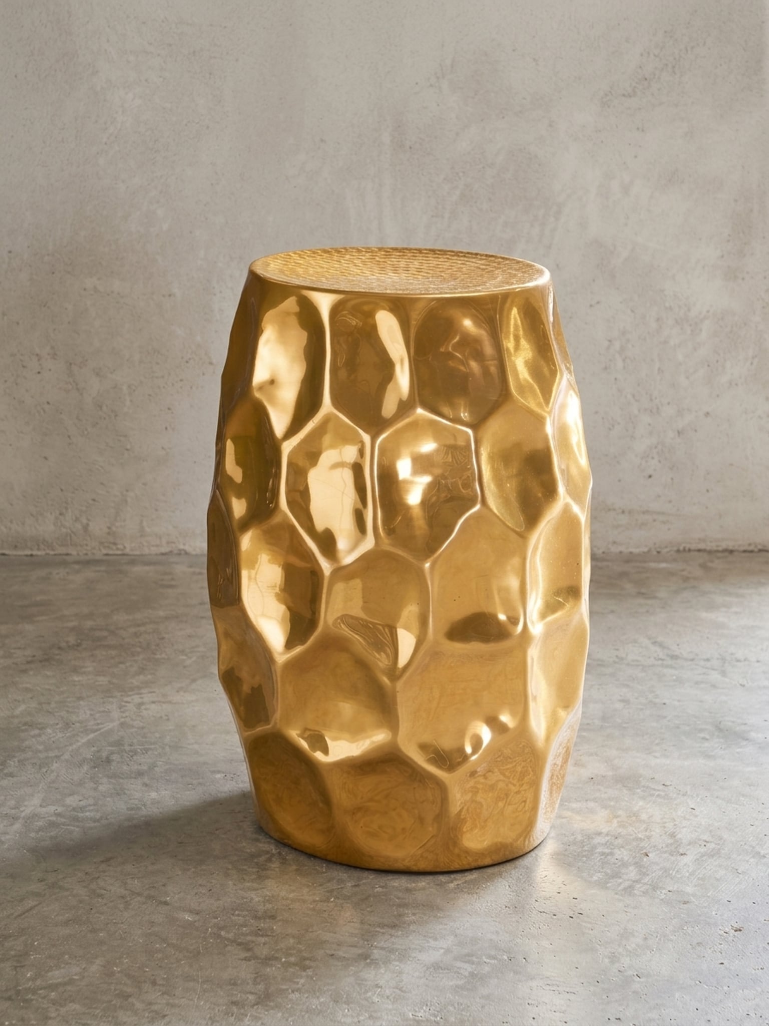 Beistelltisch Aluminium Orientalisch Rund Hammerschlag, Gold 30x29x47 cm - Bild 1