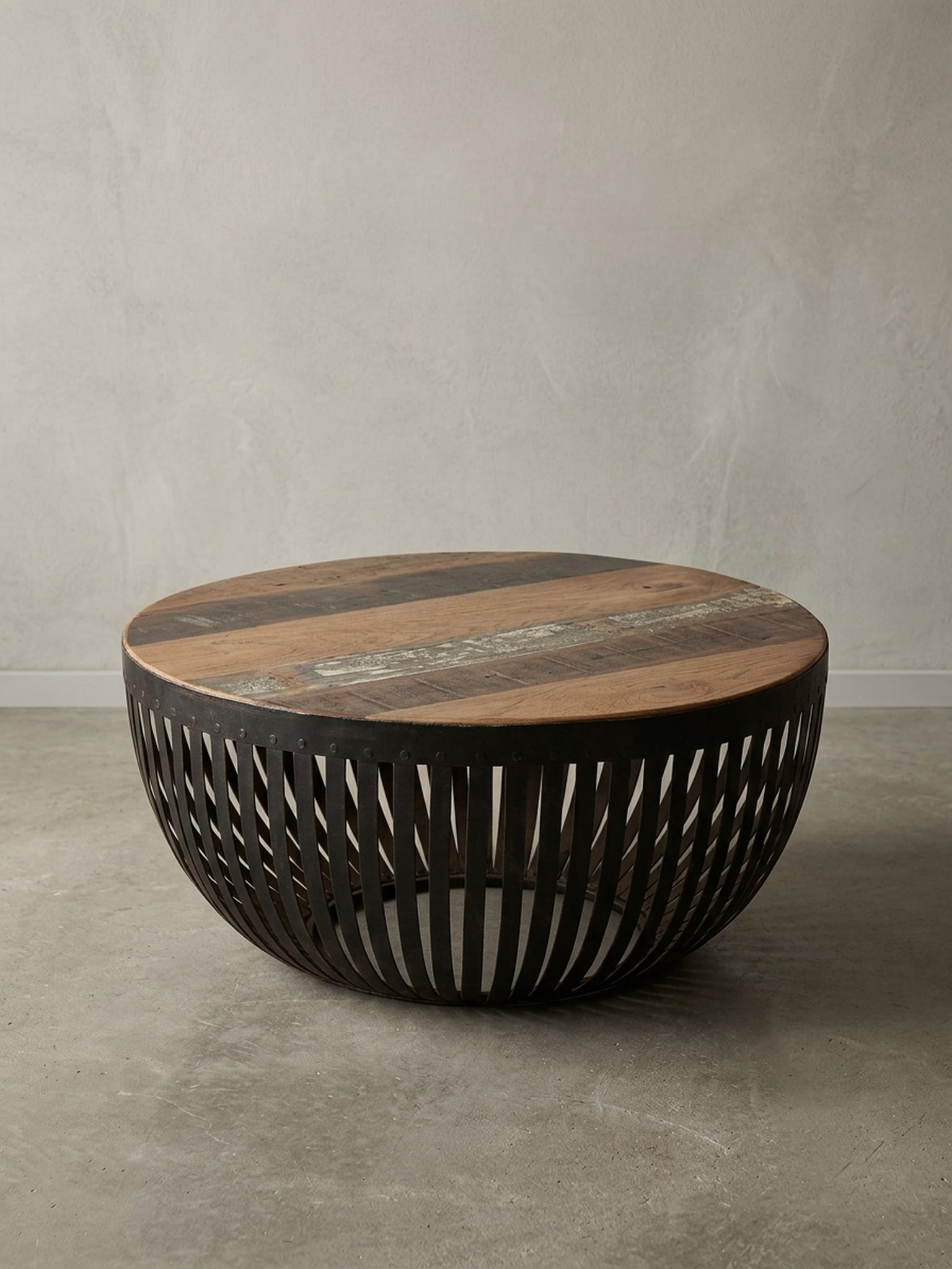 Couchtisch in Dunkelbraun mit Metallgestell im Industrial Design, Ma&szlig;e: 70x33x70cm - Bild 1
