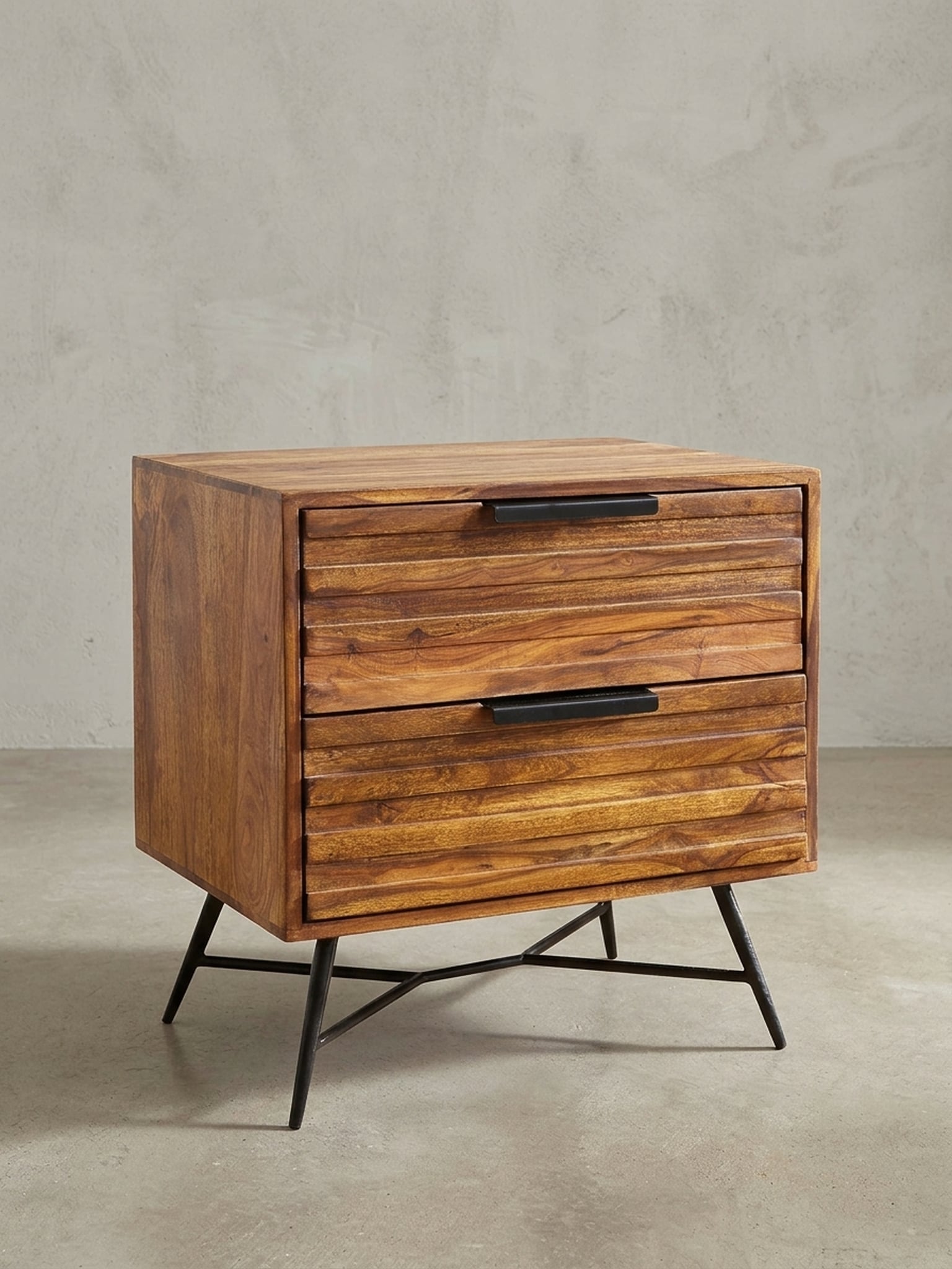 Nachttisch &ndash; Massivholz, 60x60x40&nbsp;cm, mit Schubladen, hoch, modern - Bild 1