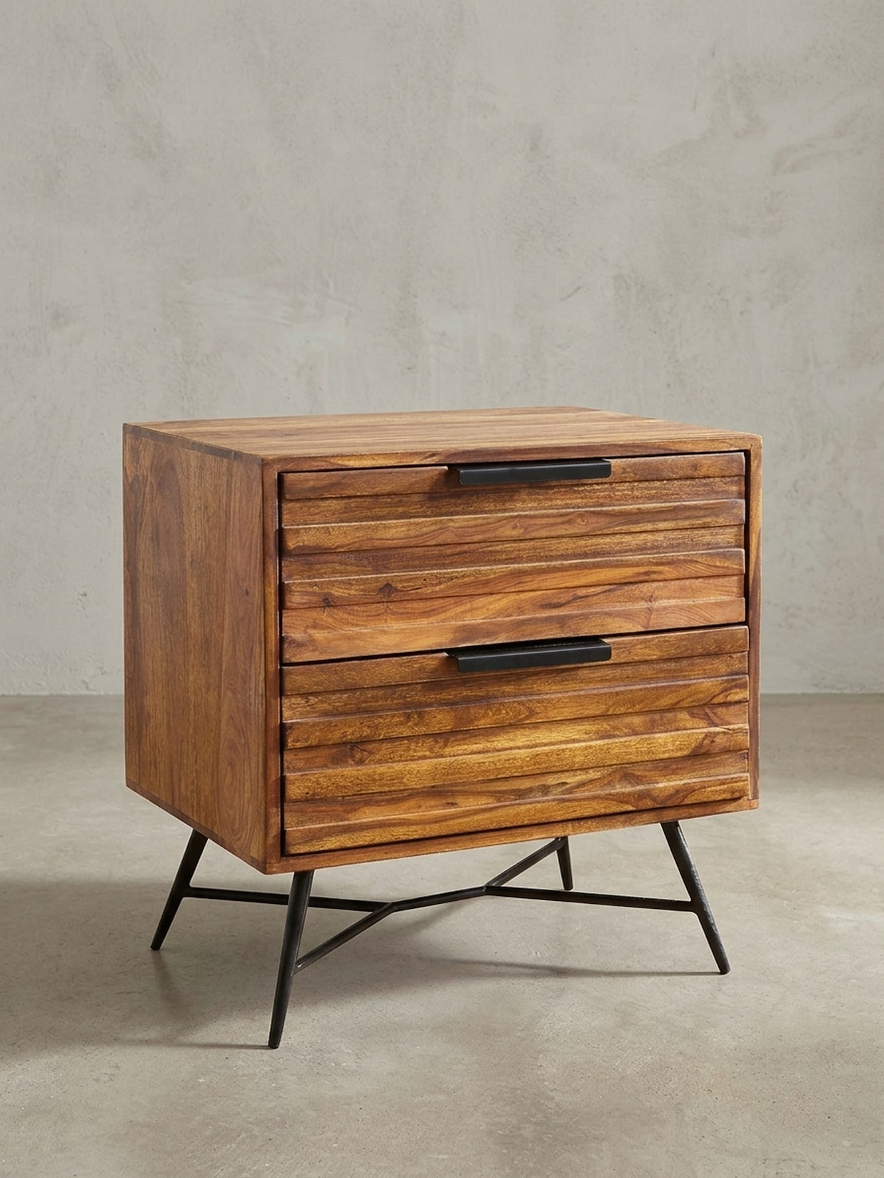 Nachttisch – Massivholz, 60x60x40 cm, mit Schubladen, hoch, modern