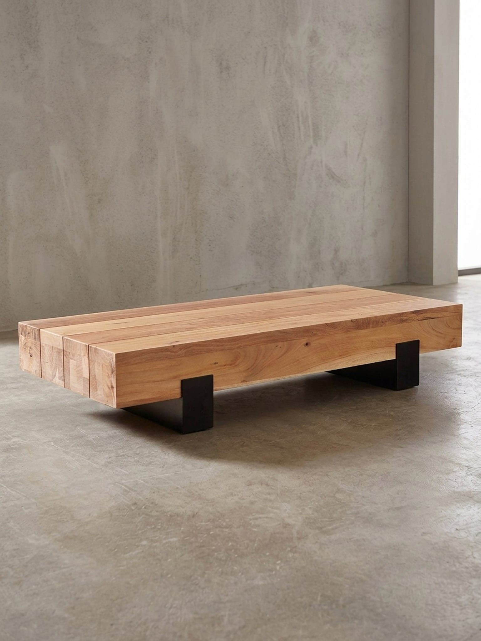 Couchtisch Braun-Schwarz Akazie Massivholz Metall 130x59x25cm Modern Rechteckig - Bild 1