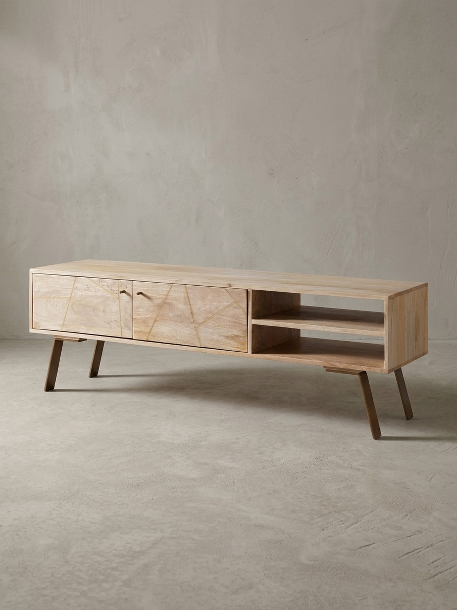 Lowboard Mango Massivholz Landhausstil 145x47x35 cm mit 2 T&uuml;ren - Bild 1