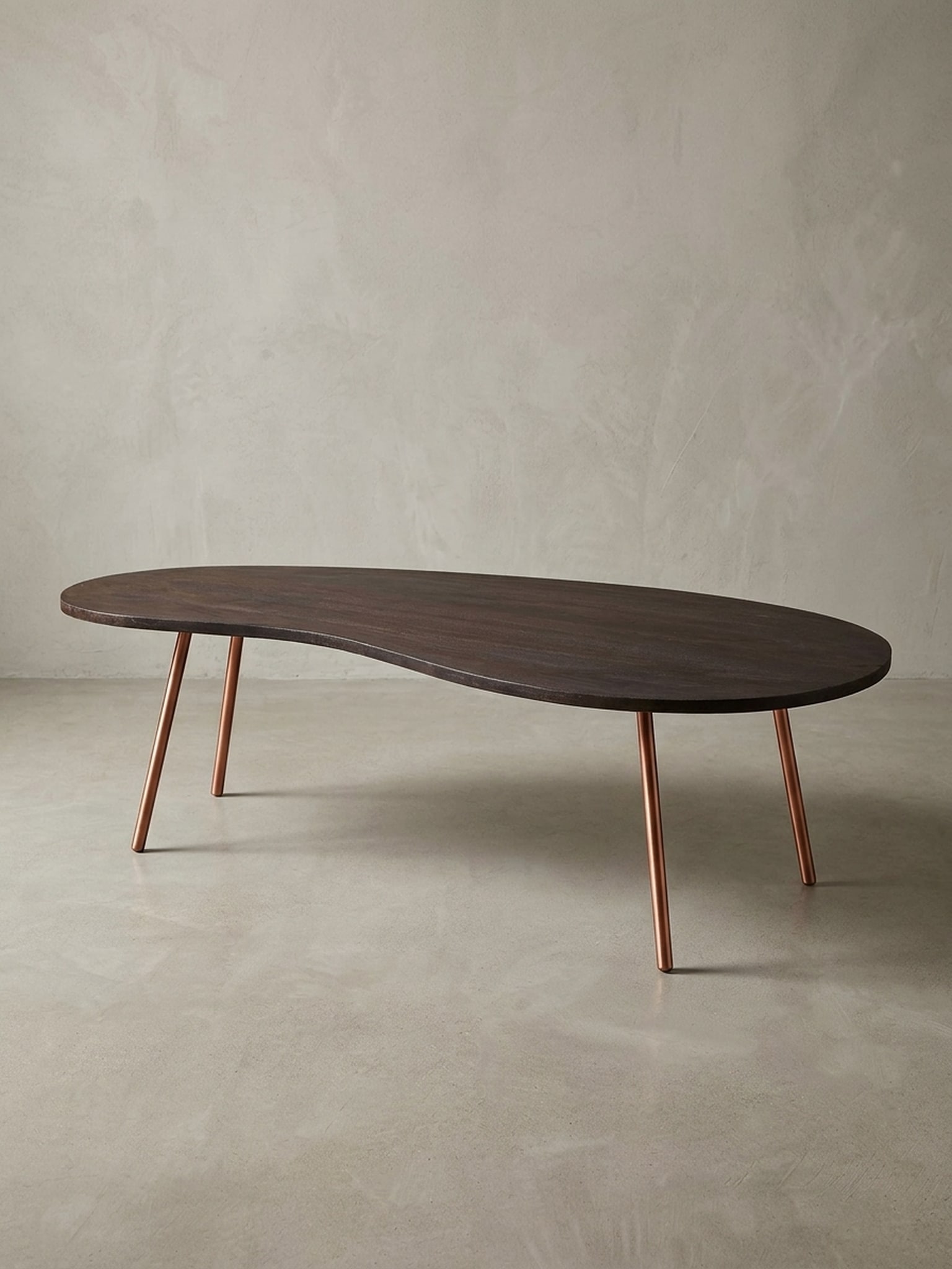Couchtisch aus Massivholz &ndash; organische Form mit Metallbeinen, Grau 63x122x34 cm - Bild 1