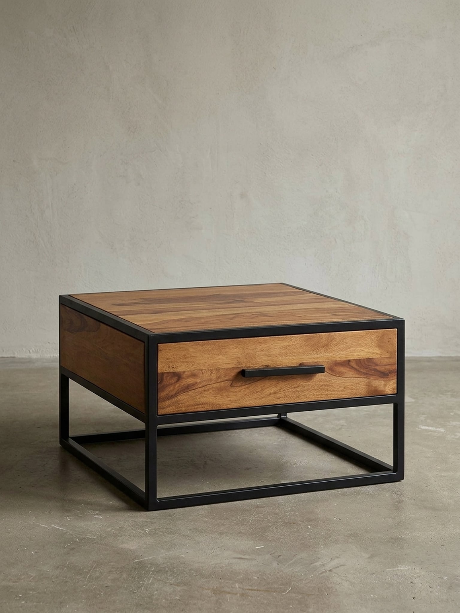 Couchtisch Massivholz Metall Industrial Design 65x38x65cm Braun - Bild 1