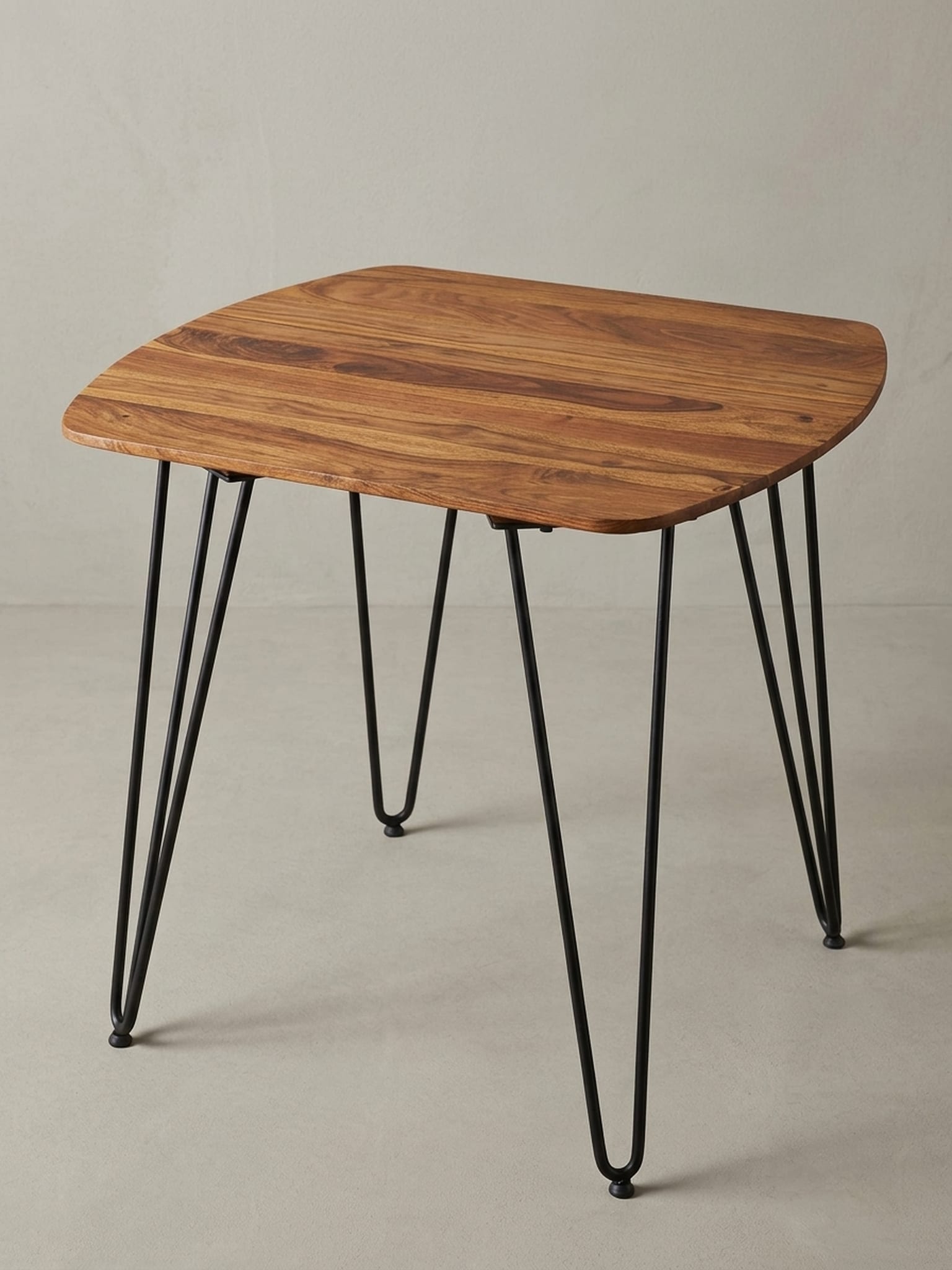 Esszimmertisch &ndash; Quadratisch Massivholz Braun 80x80x76 cm Metallbeine - Bild 1