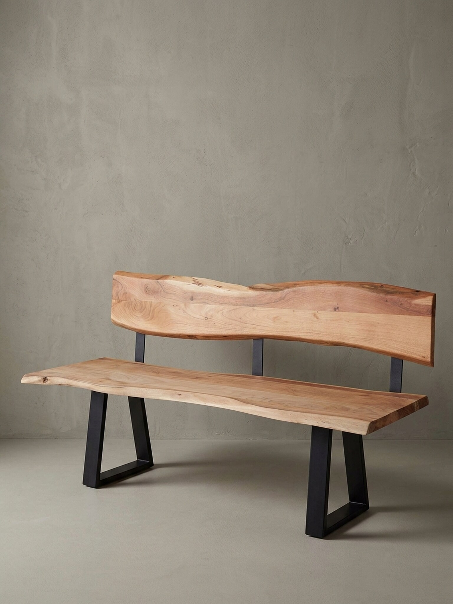Esszimmerbank Massivholz Baumkante mit Lehne, Akazie 180x60x86 cm - Bild 1