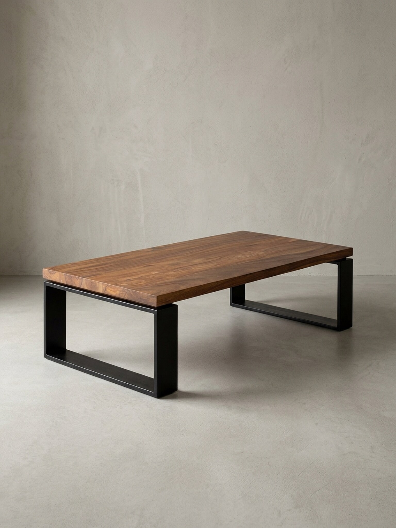 Couchtisch Braun, Massivholz und Metallgestell, Modernes Design, 115x35x60 cm, Rechteckig - Bild 1