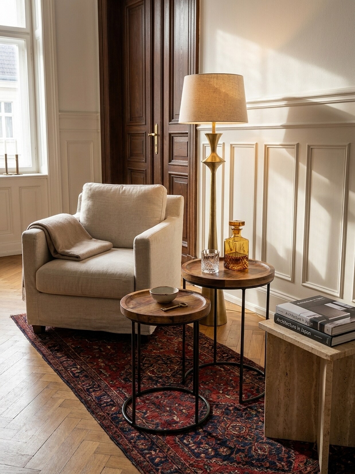 Beistelltisch Set – 2-teilig Massivholz Metallgestell schmal