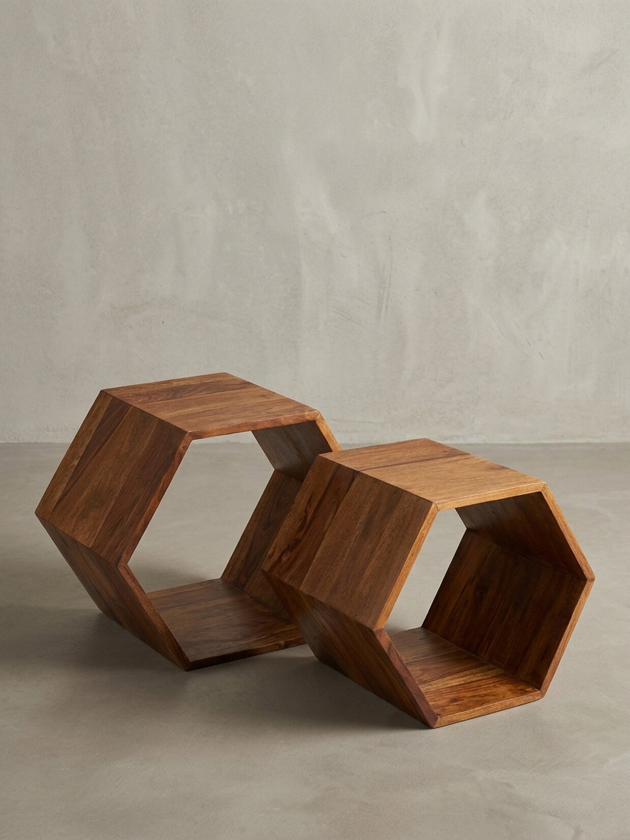 Beistelltisch Set – 2-teilig, Massivholz braun, klein