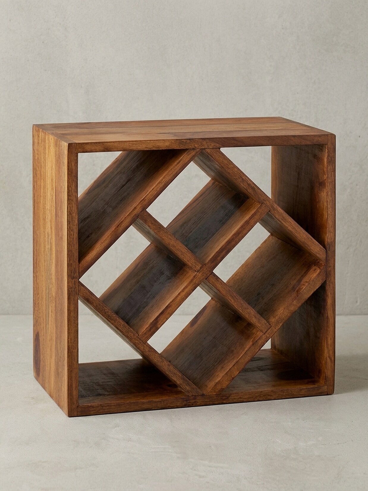 Weinregal Massivholz für 8 Flaschen stehend schmal 40x40x25cm