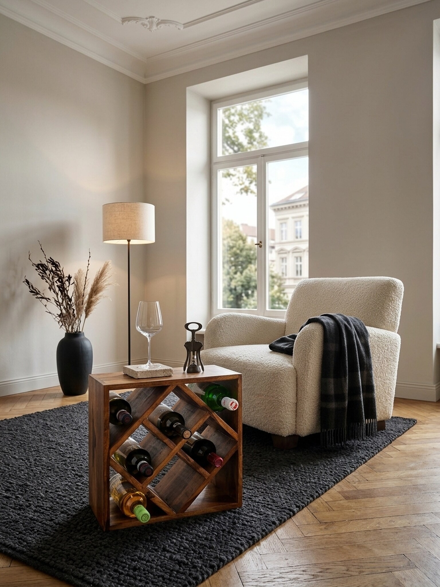 Weinregal Massivholz für 8 Flaschen stehend schmal 40x40x25cm online kaufen bei Netto