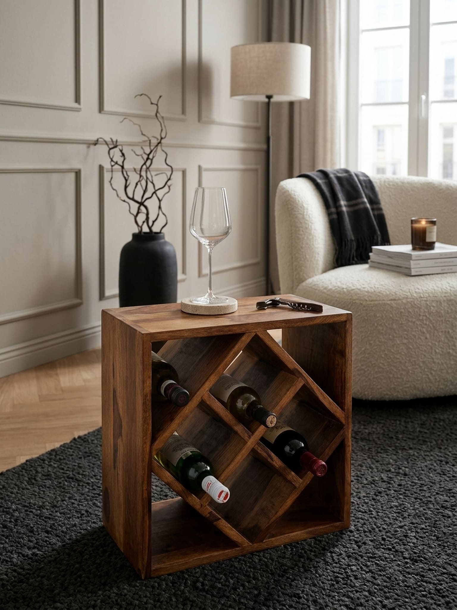 Weinregal Massivholz für 8 Flaschen stehend schmal 40x40x25cm online kaufen bei Netto