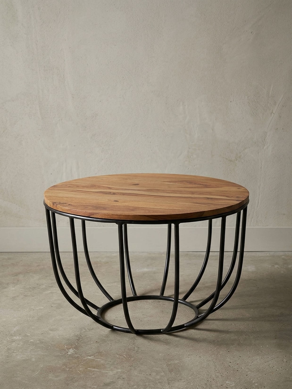 Couchtisch Sheesham Massivholz Industrial Design 60x39x60 cm