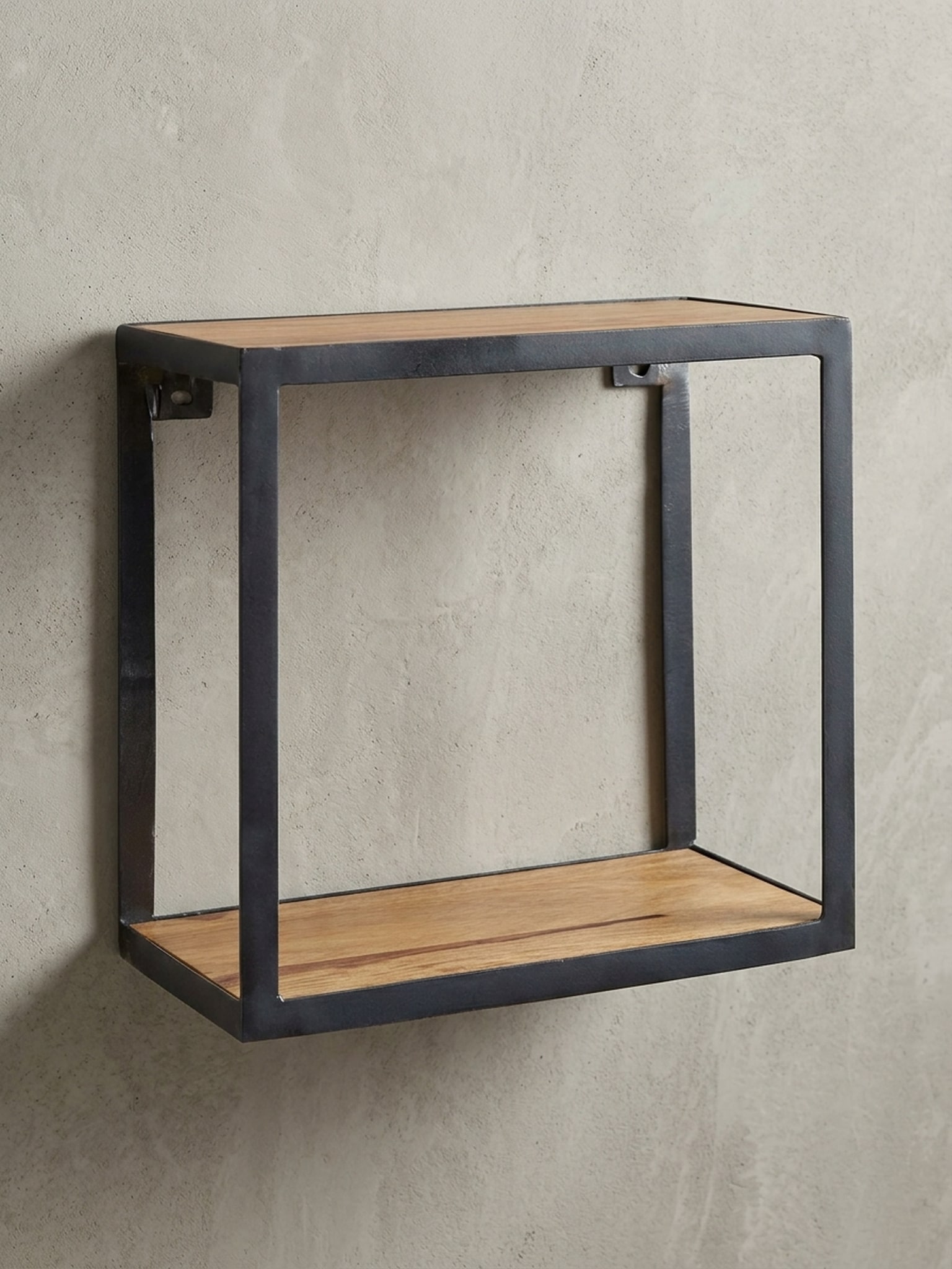 Wandregal Massivholz Metall Industrial Stil 35x18x35 cm Quadratisch online kaufen bei Netto