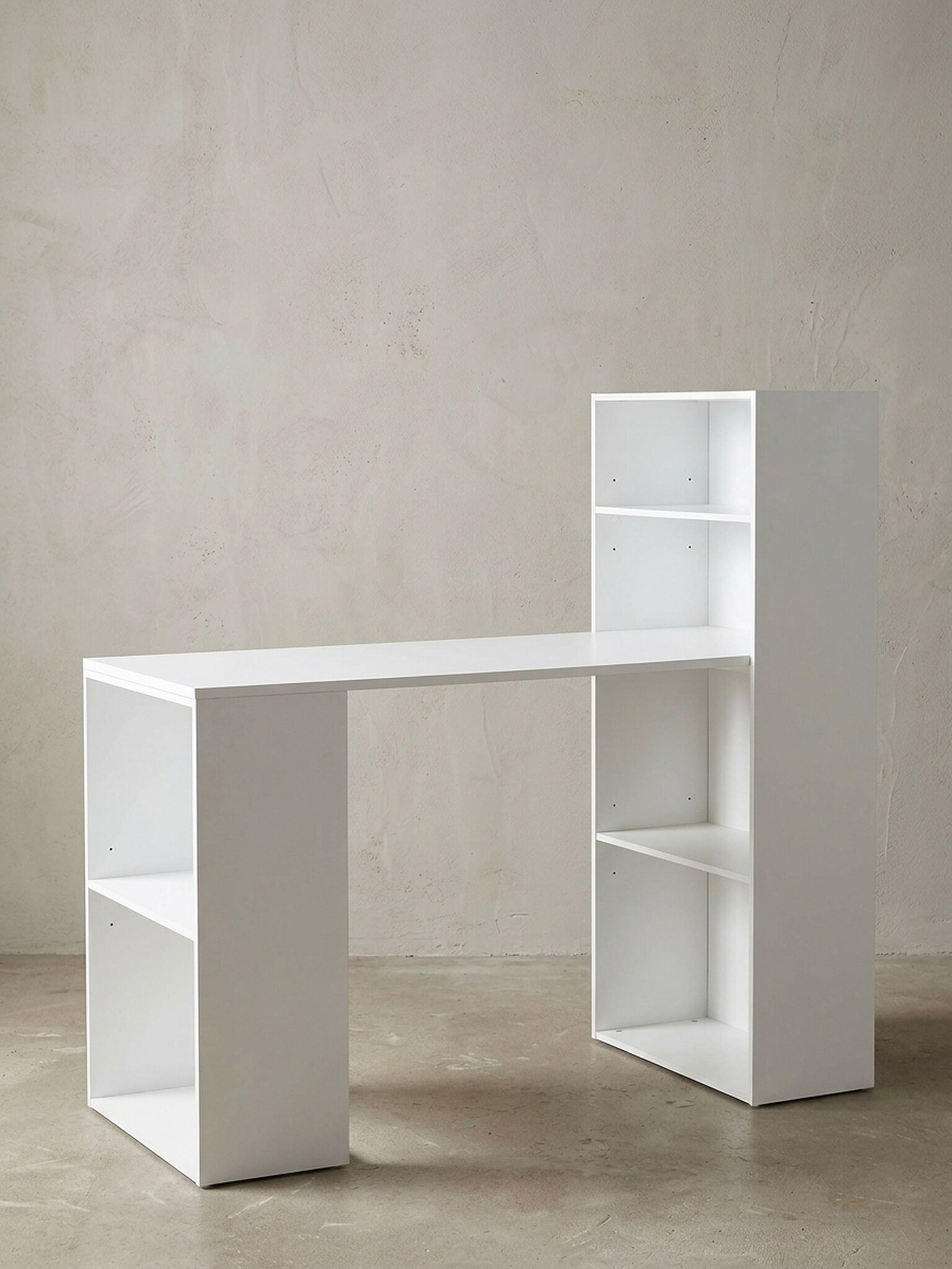 Schreibtisch Mit Regal Ablagef&auml;cher Modern Holz, Wei&szlig; 53x120x120 cm - Bild 1