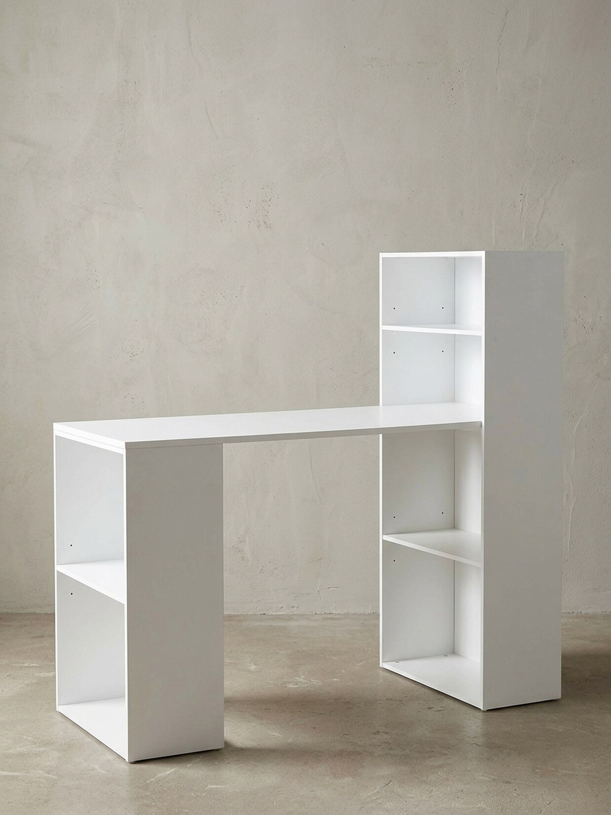 Schreibtisch Mit Regal Ablagefächer Modern Holz, Weiß 53x120x120 cm