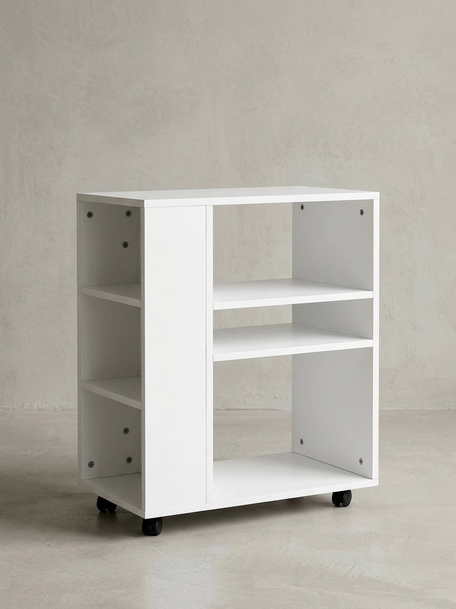 Regalwagen Holz Mit Rollen Schmal Modern, Wei&szlig; 60x35x75 cm - Bild 1
