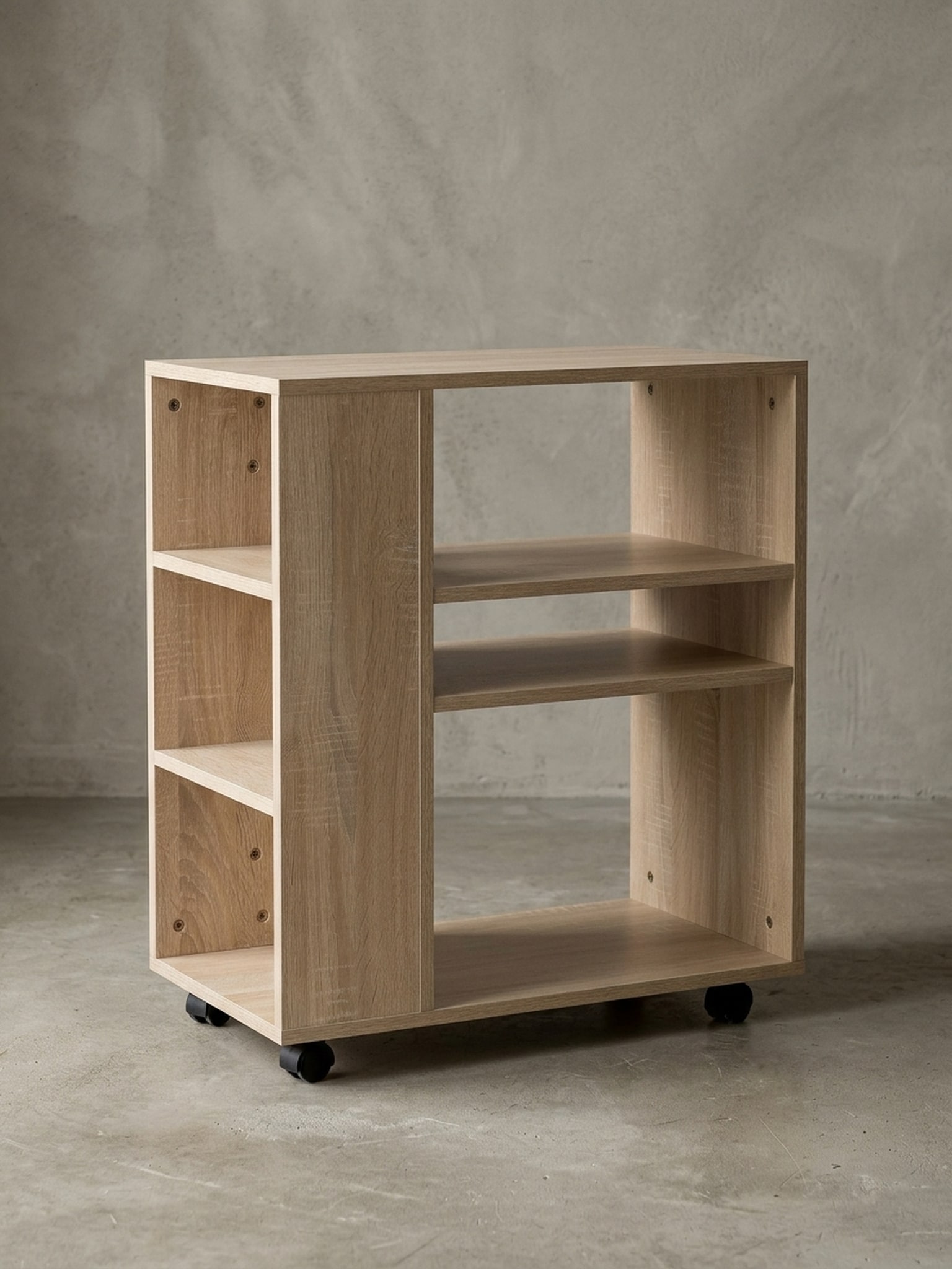 Regalwagen Holz Mit Rollen Schmal Modern, Sonoma 60x35x75 cm - Bild 1