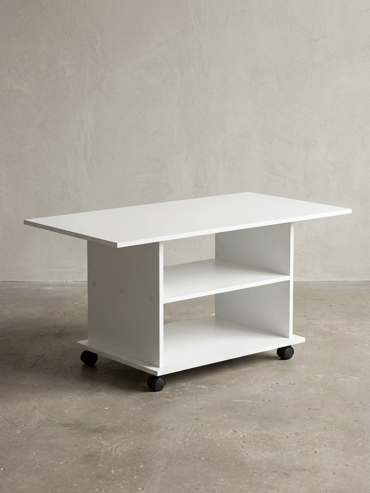 Couchtisch drehbar mit Rollen und Stauraum aus Holz, Wei&szlig; 54x95x51 cm - Bild 1