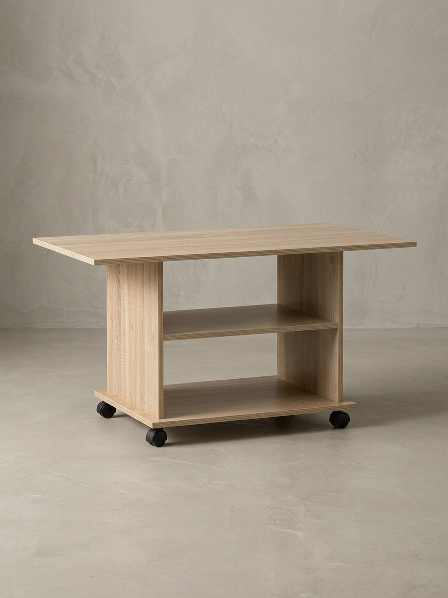Couchtisch drehbar mit Rollen und Stauraum aus Holz, Sonoma 54x95x51 cm - Bild 1
