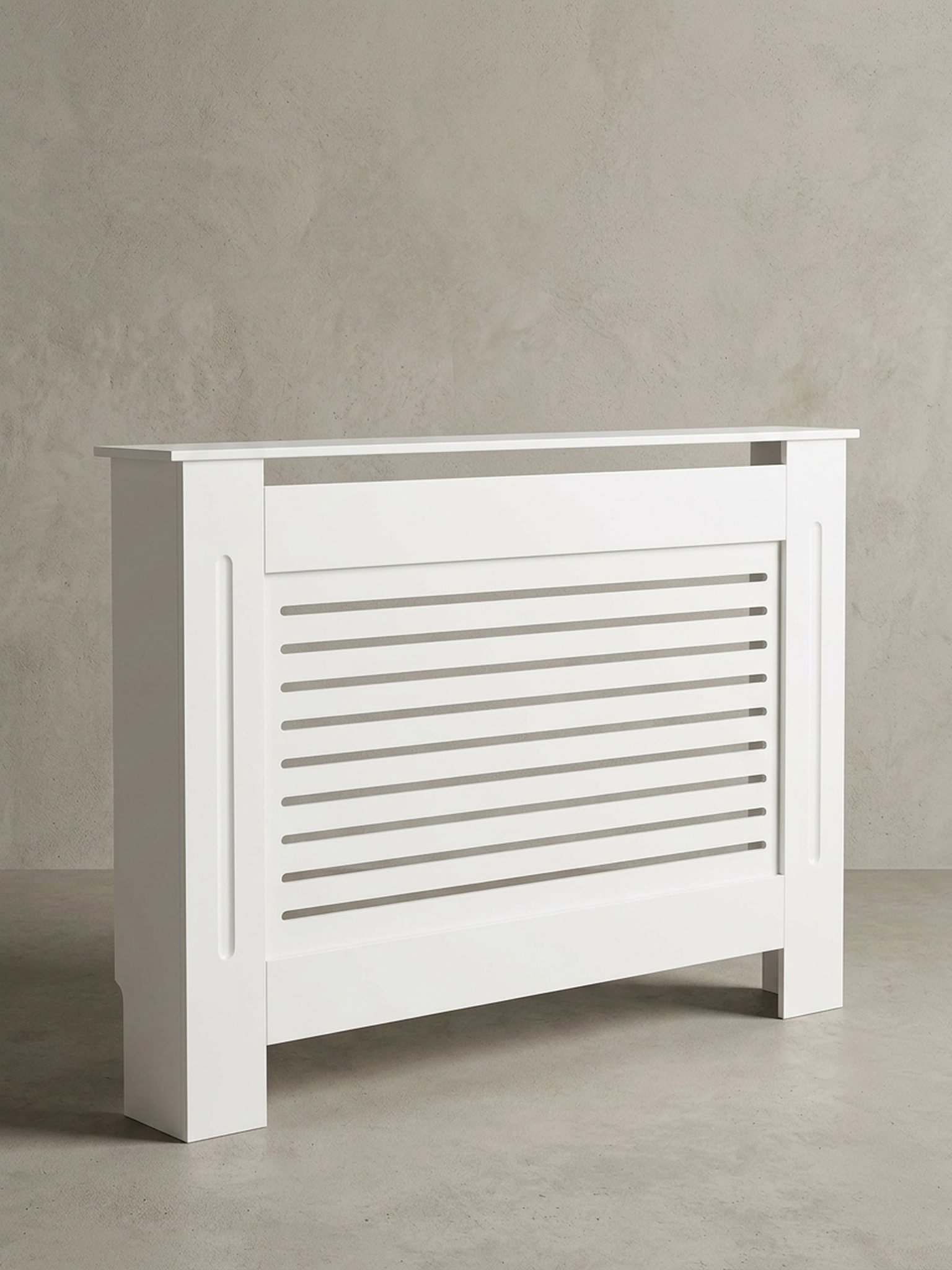 Heizk&ouml;rperverkleidung MDF Wei&szlig; Rechteckig Lamellen 112x19x82 - Bild 1