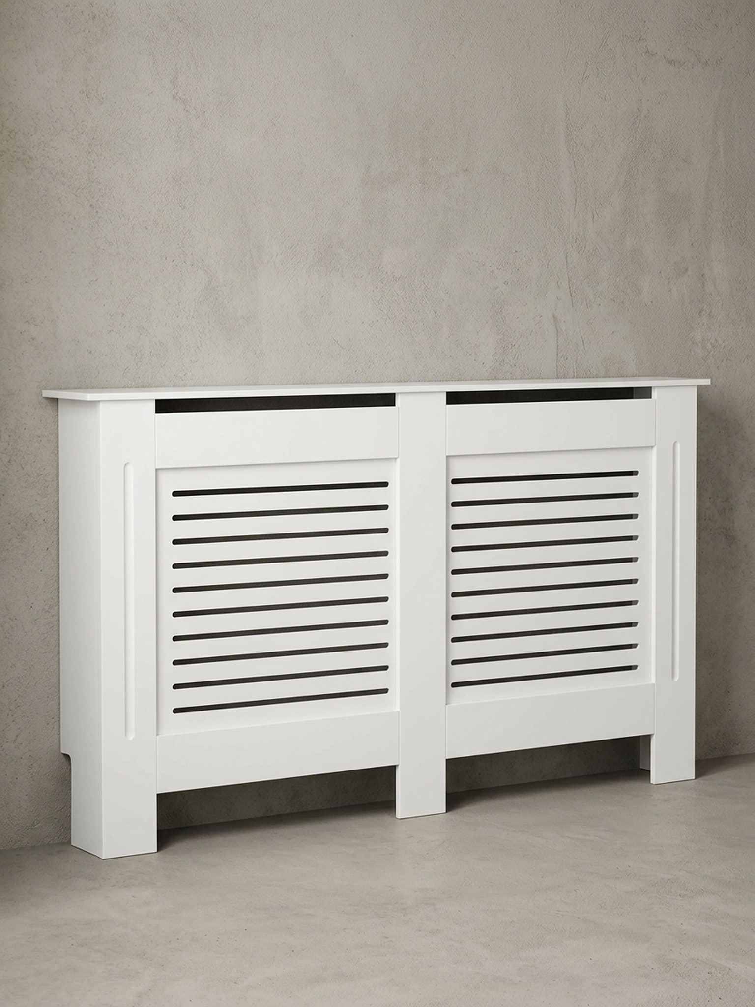 Heizk&ouml;rperverkleidung MDF Wei&szlig; Rechteckig Lamellen 152x19x83 - Bild 1