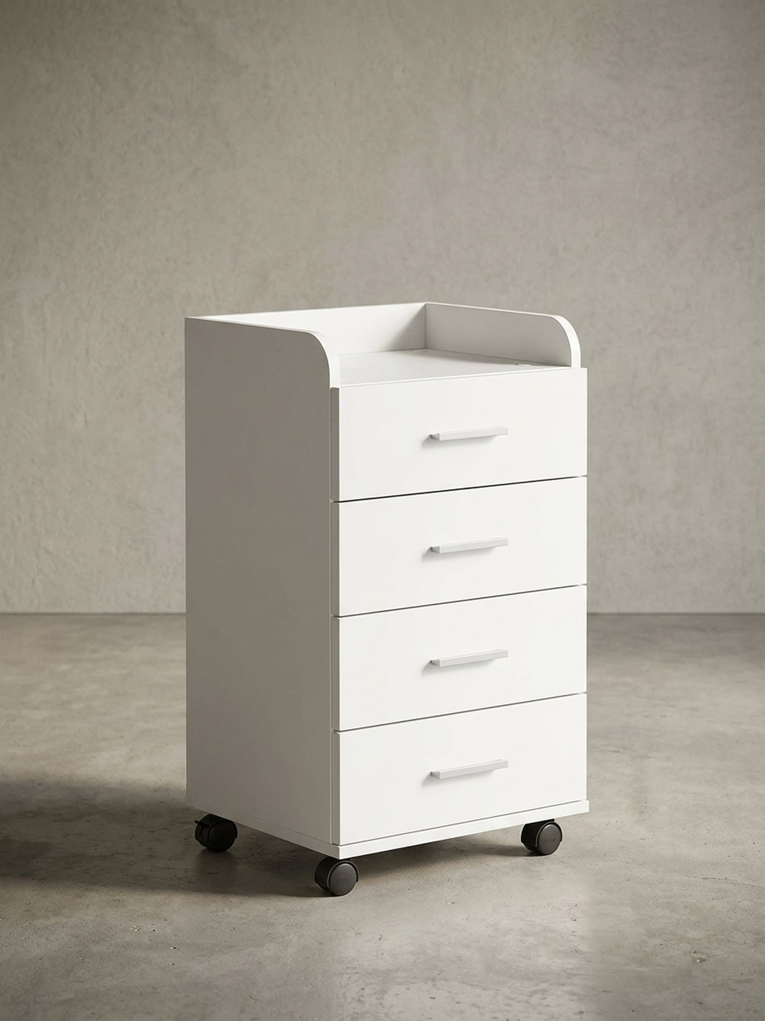 Rollcontainer 4 Schubladen Modern Mit Rollen, Wei&szlig; 40x33x71 cm - Bild 1