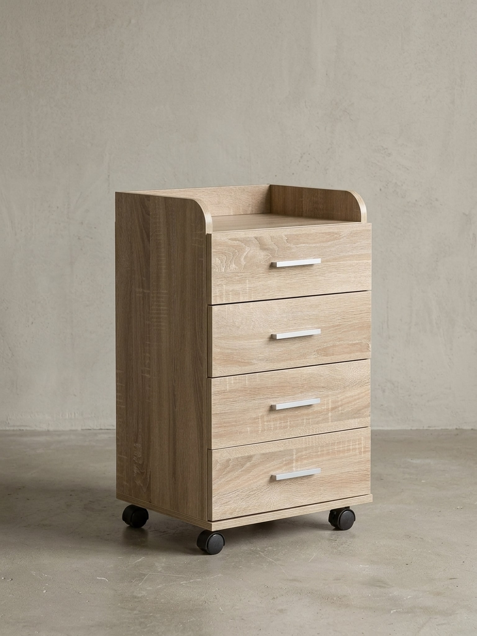 Rollcontainer 4 Schubladen Modern Mit Rollen, Sonoma 40x33x71 cm - Bild 1