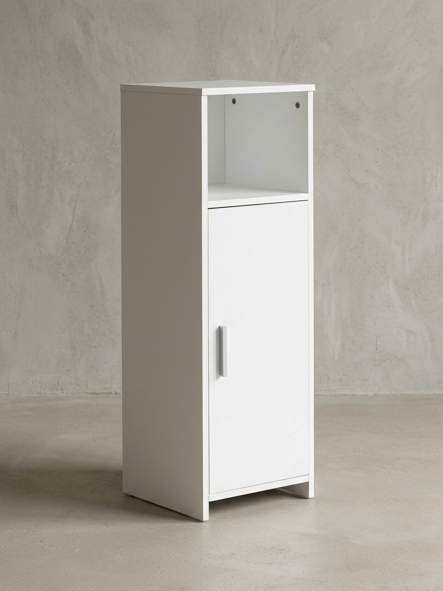 Badschrank Wei&szlig; 30x95,5x30&nbsp;cm aus Holz mit T&uuml;r und Ablagefach - Bild 1