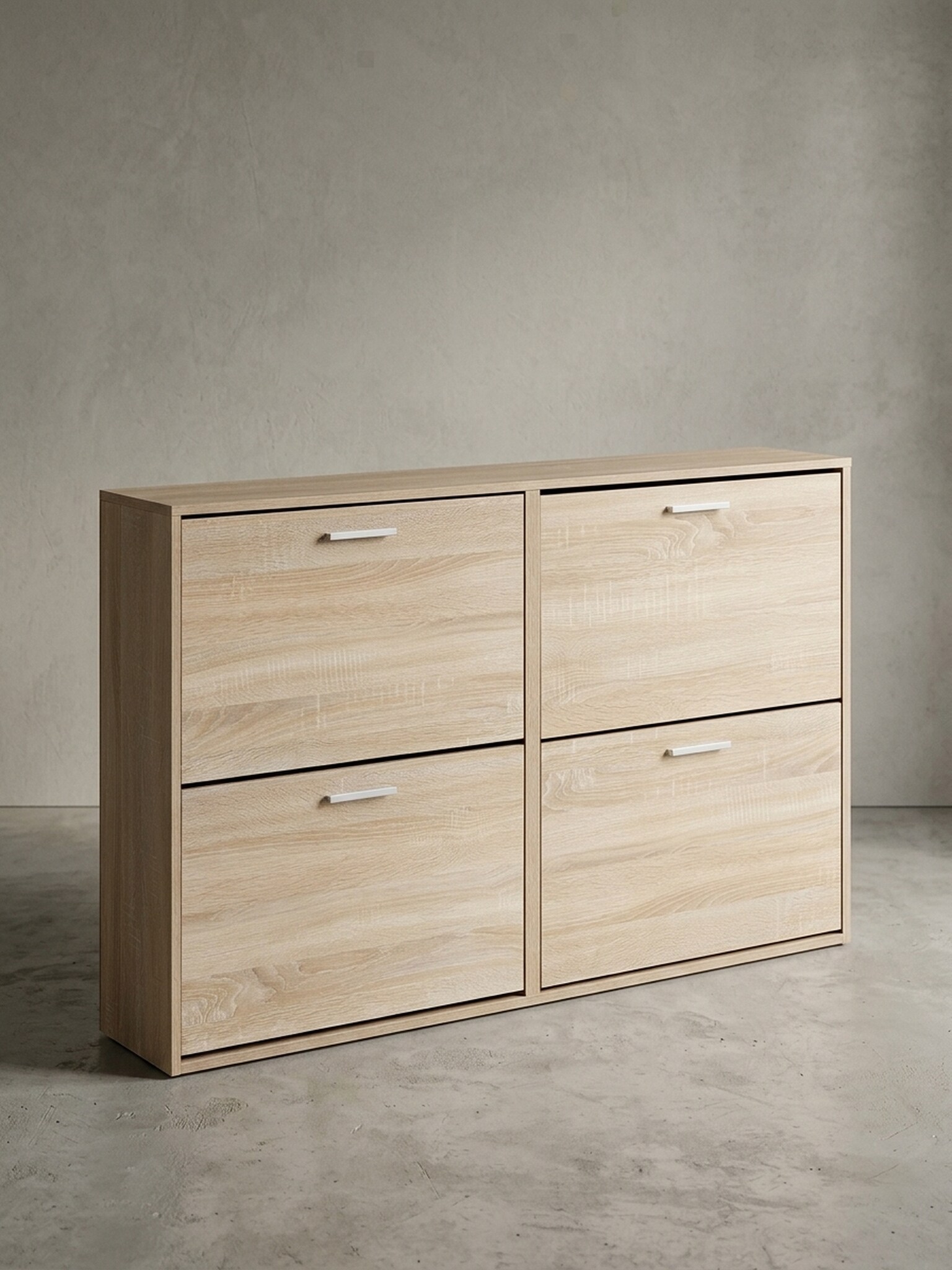 Schuhschrank Holz mit 4 F&auml;chern und Ablage, Sonoma 120x24x81 cm - Bild 1