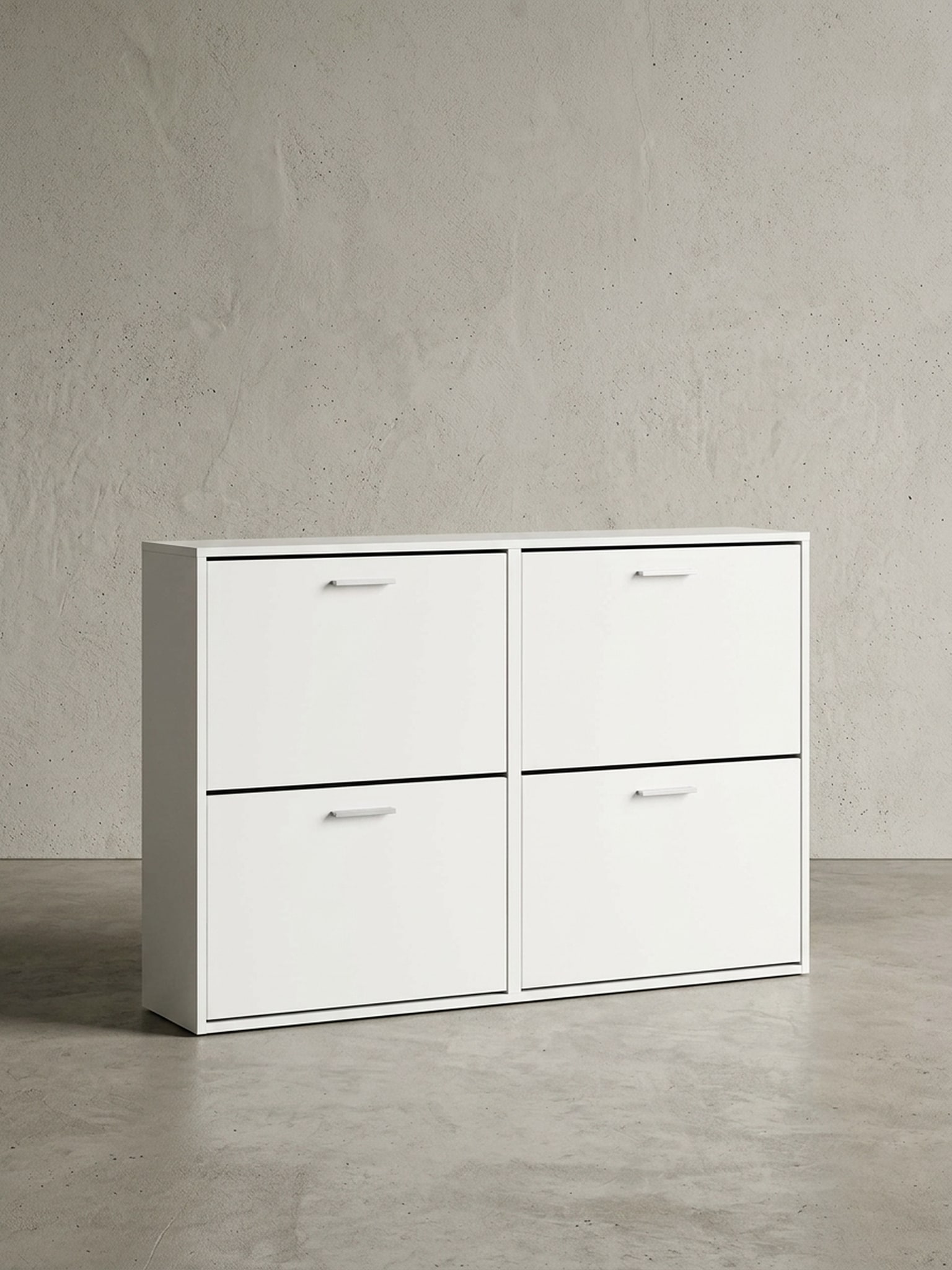Schuhschrank Holz mit 4 F&auml;chern und Ablage, Wei&szlig; 120x24x81 cm - Bild 1