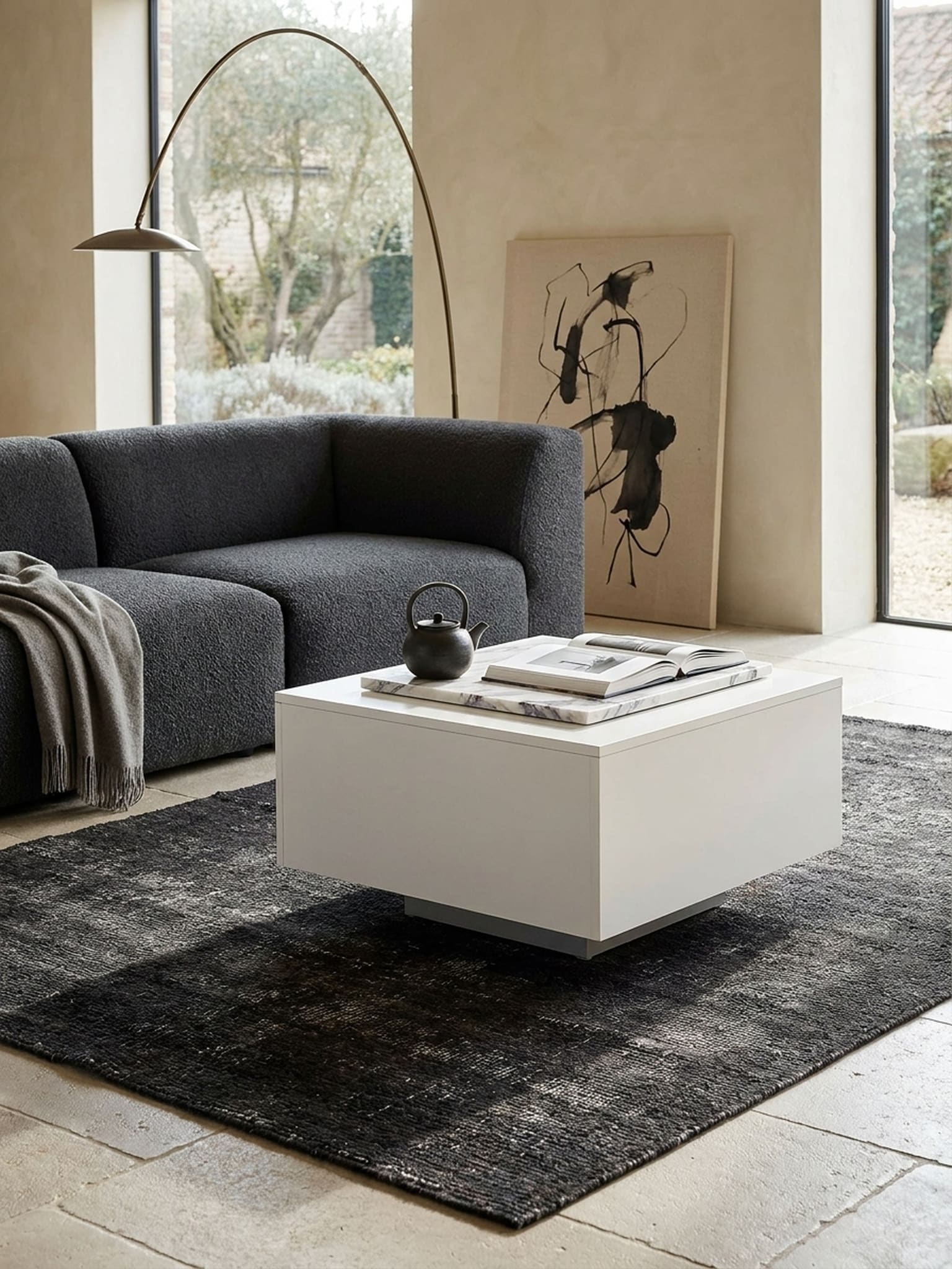 Couchtisch Quadratisch in Wei&szlig;, Modernes Design, 60x60x35.5 cm, Material Spanplatte - Bild 1