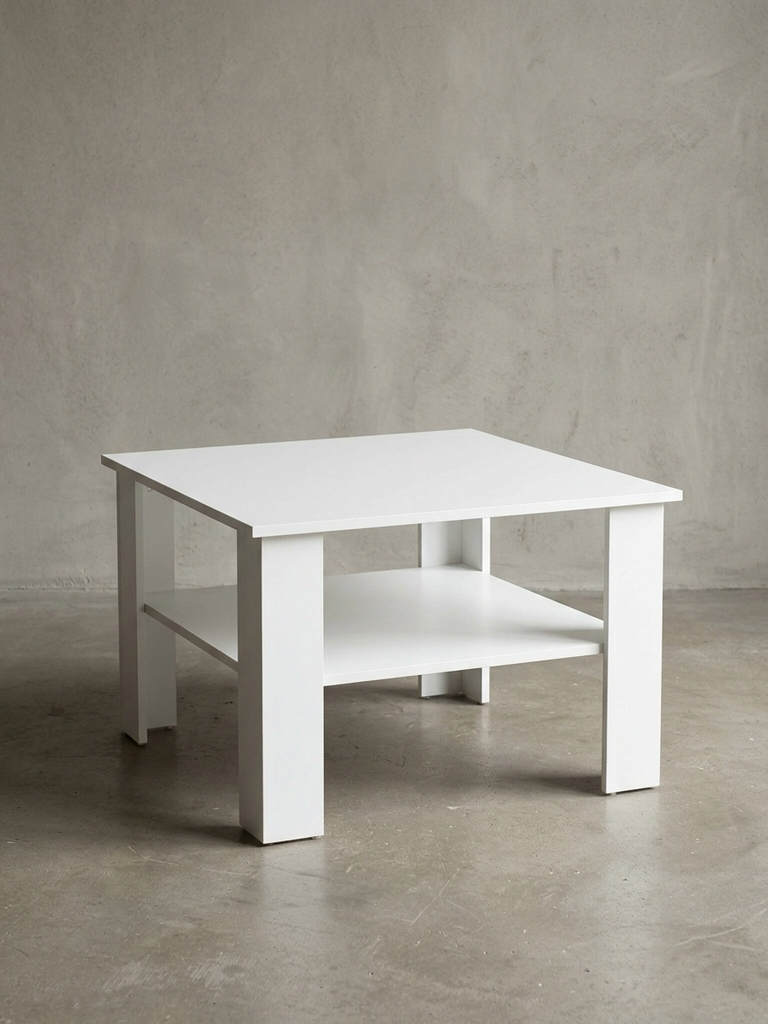 Couchtisch Eiche mit Ablage und Stauraum, Wei&szlig; 60x60x42 cm - Bild 1