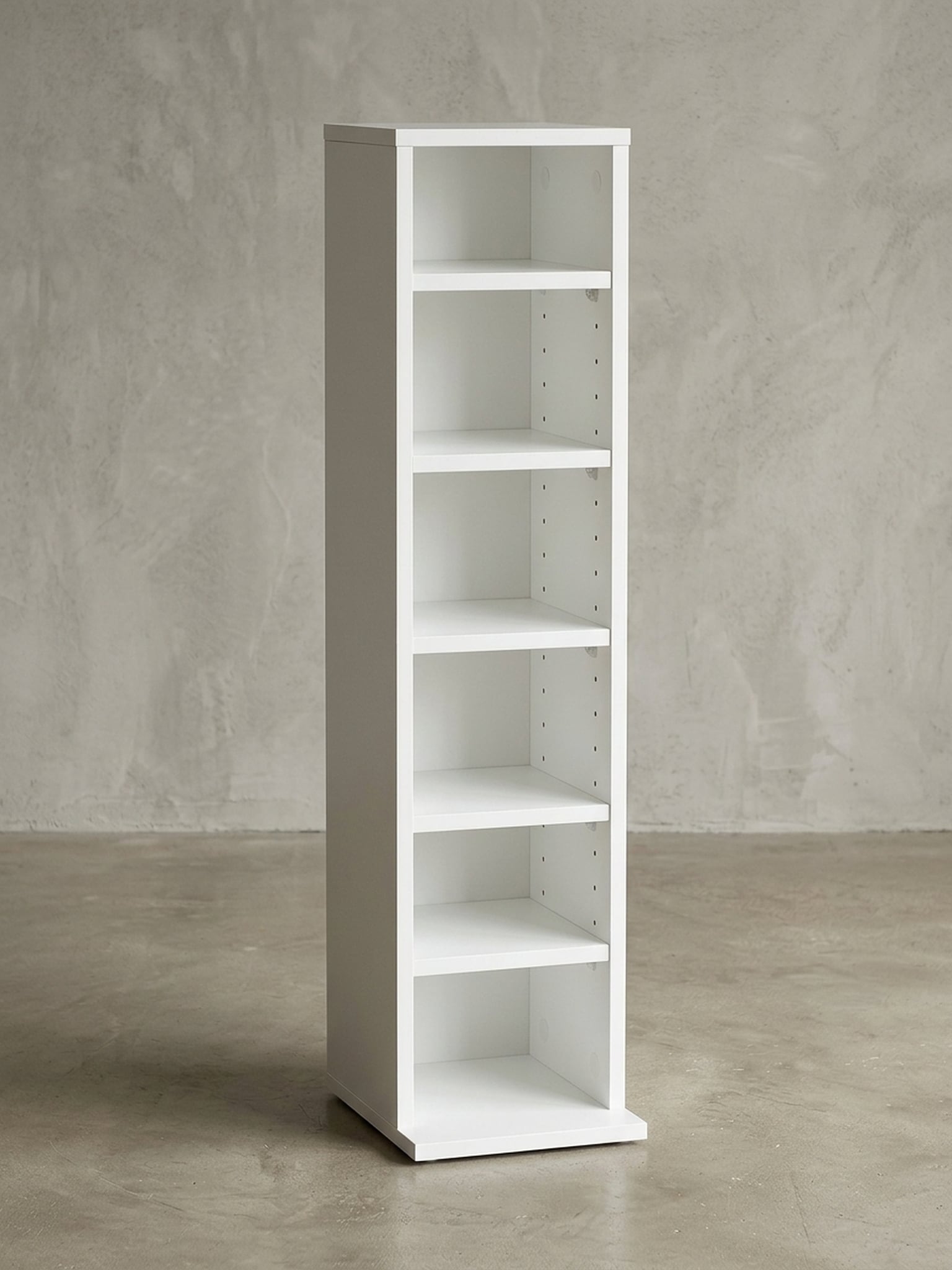 CD-Regal &ndash; Wei&szlig;, Holz, 21x90x20&nbsp;cm, 6 F&auml;cher, offen, schmal - Bild 1