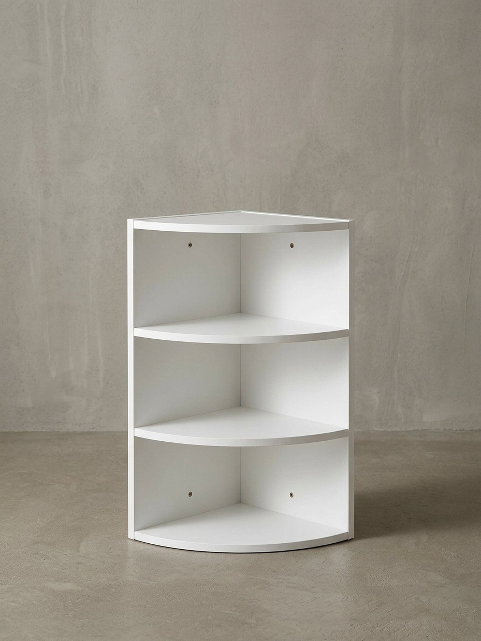 Eckregal Holz Wandmontage Runder Front Modern, Wei&szlig; 30x30x60 cm - Bild 1