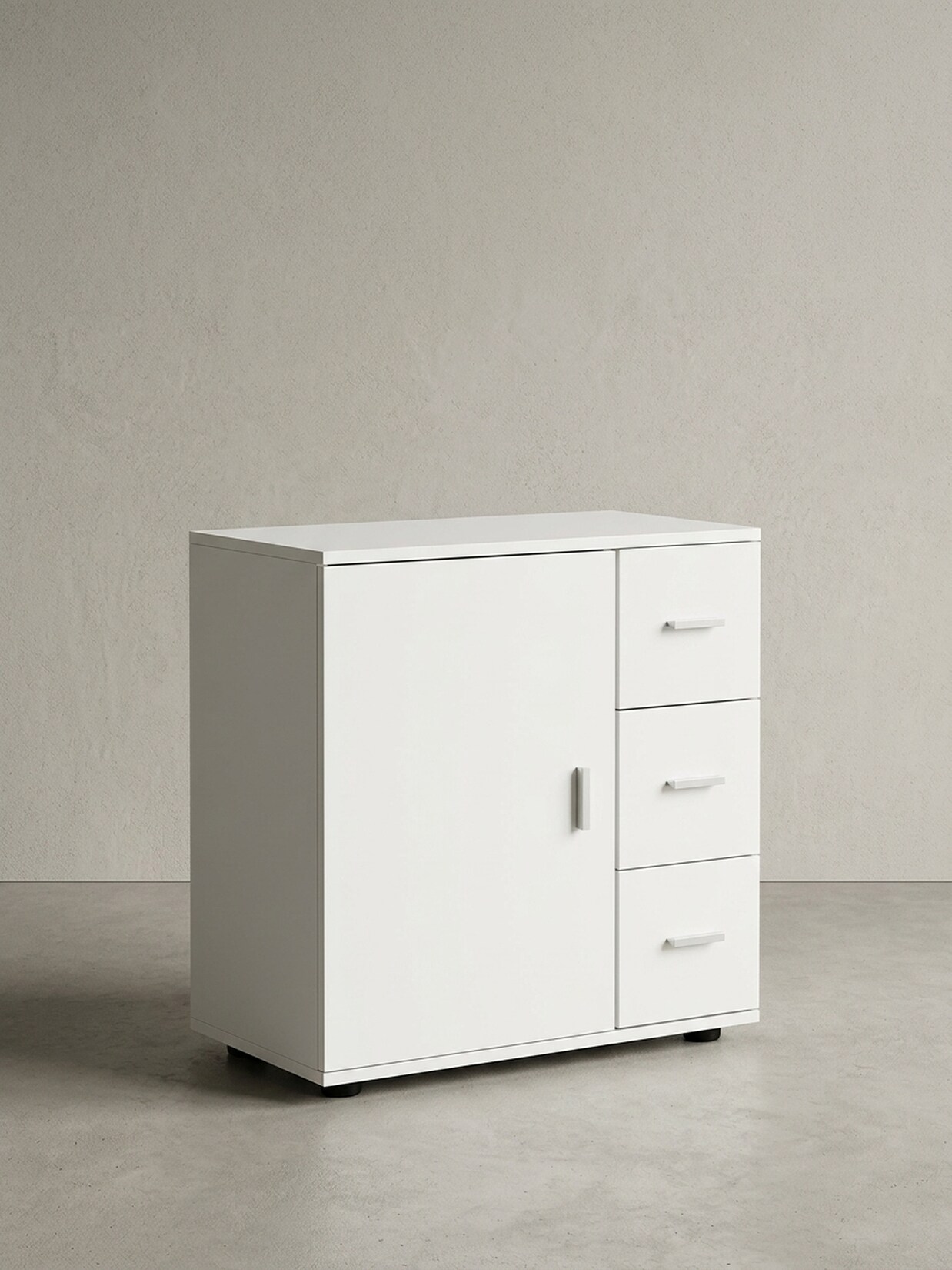 Badschrank Weiß 60x65,5x33 cm mit Tür und Schubladen