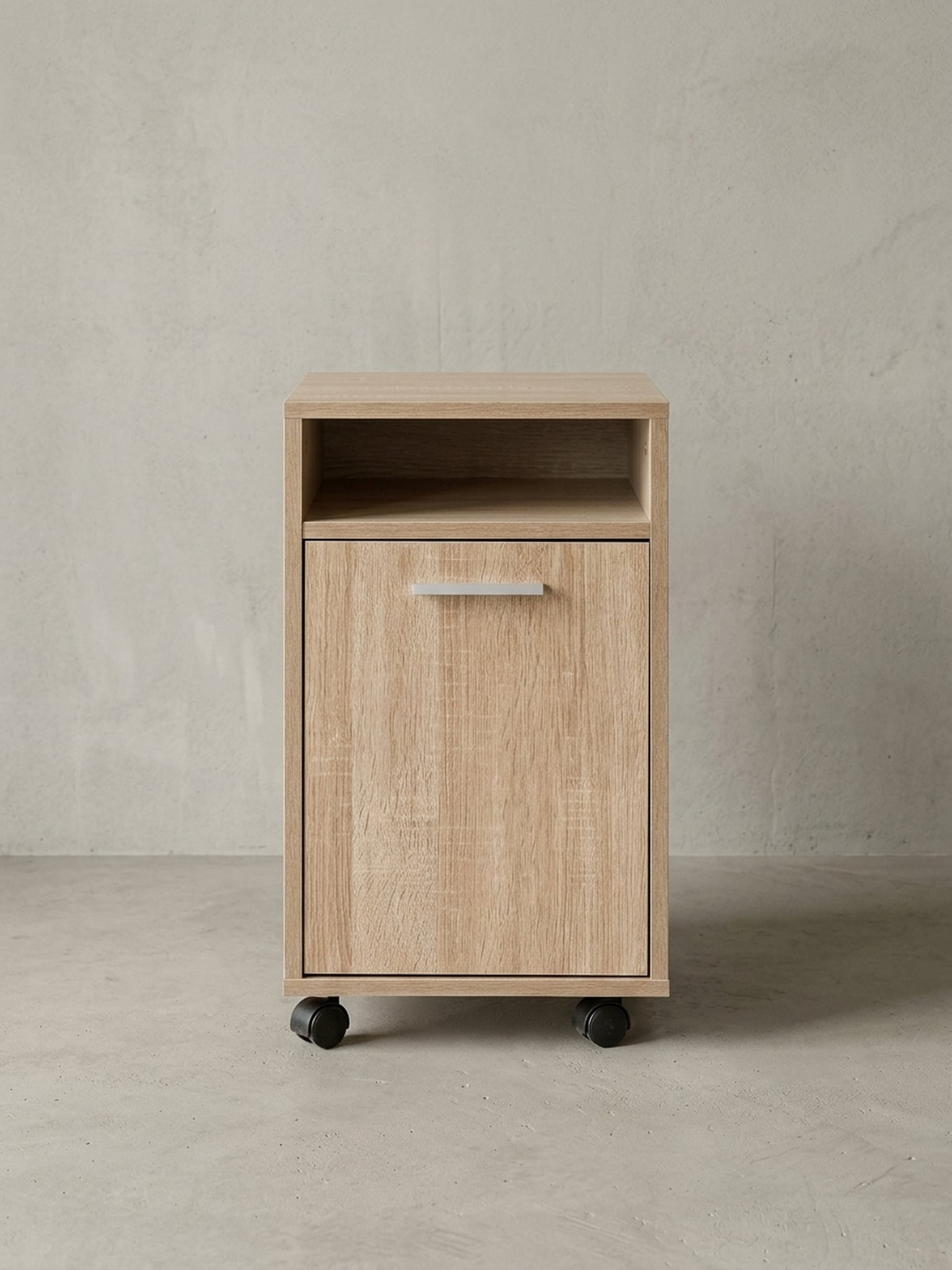 Rollcontainer Schubladen T&uuml;r Ablage Mit Rollen, Sonoma 33x38x60 cm - Bild 1