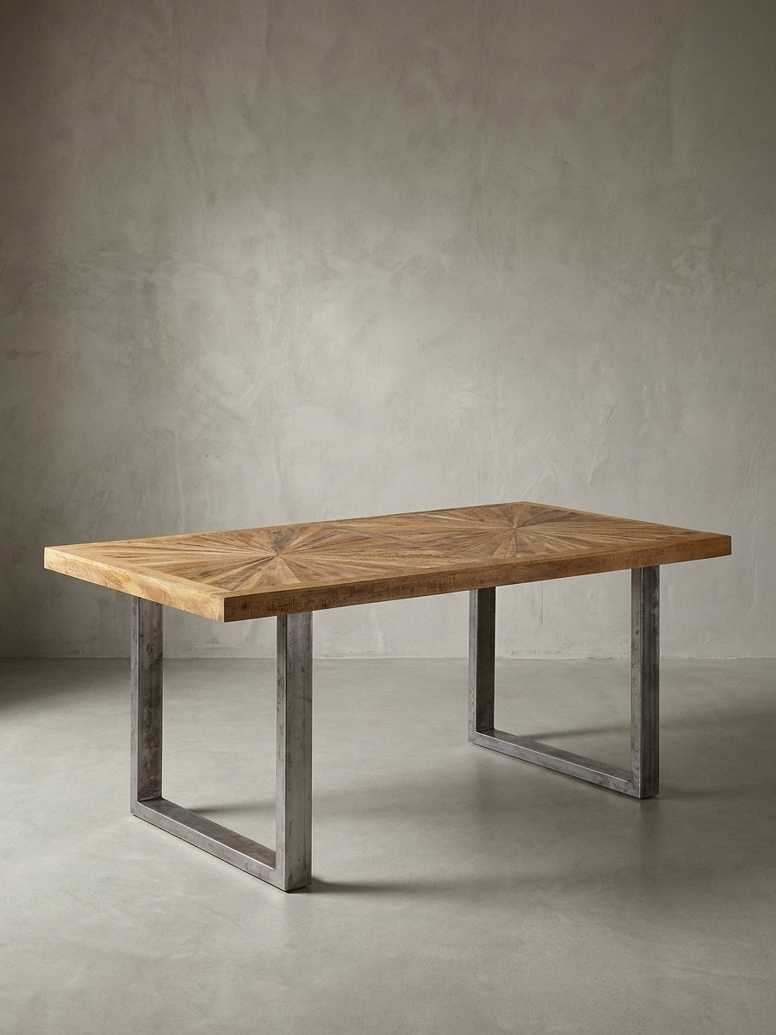 Esstisch Mango Massivholz Metallgestell Industrial, Braun 90x180x76 cm - Bild 1