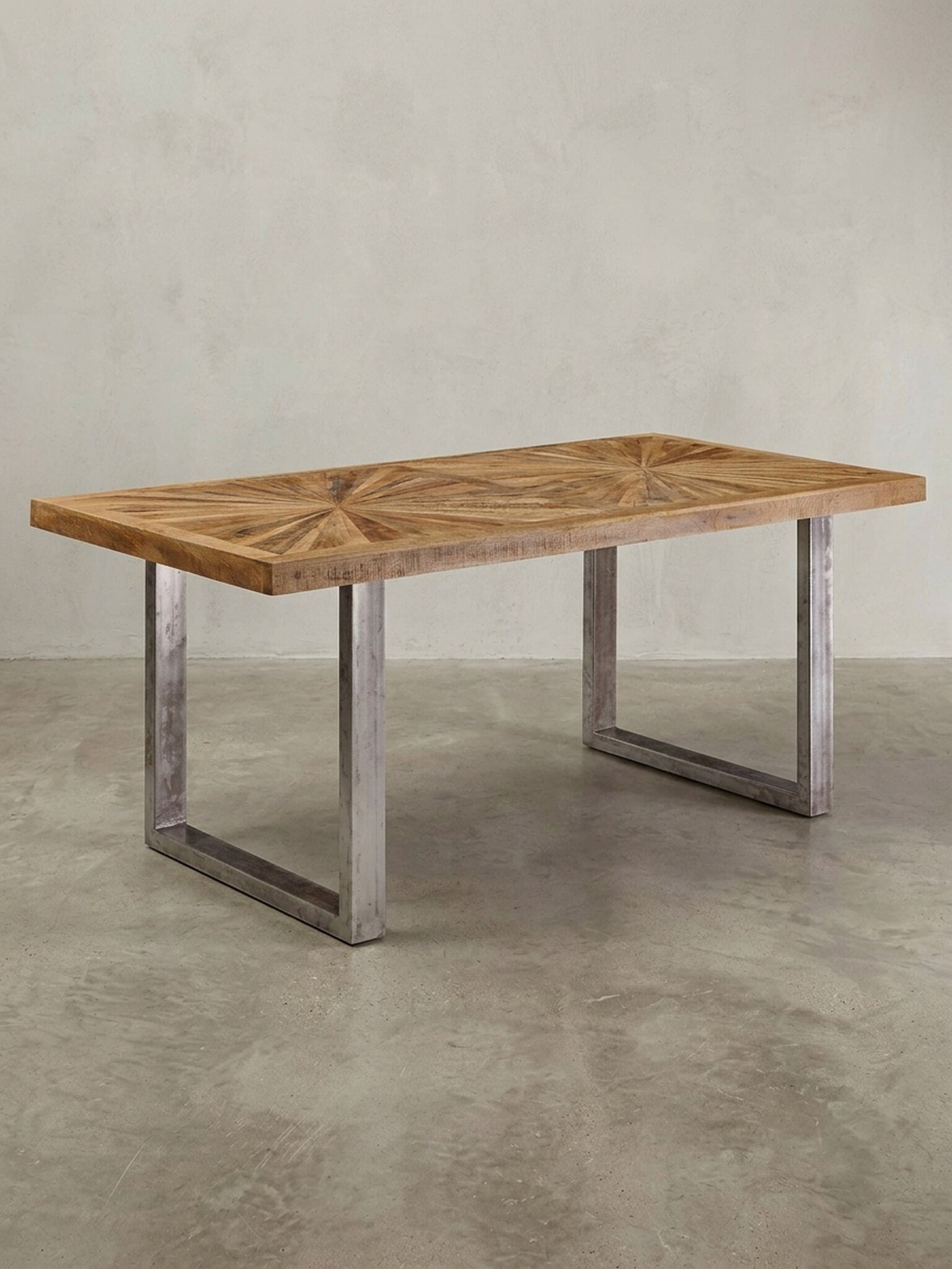 Esstisch Mango Massivholz Metallgestell Industrial, Braun 100x200x76 cm - Bild 1